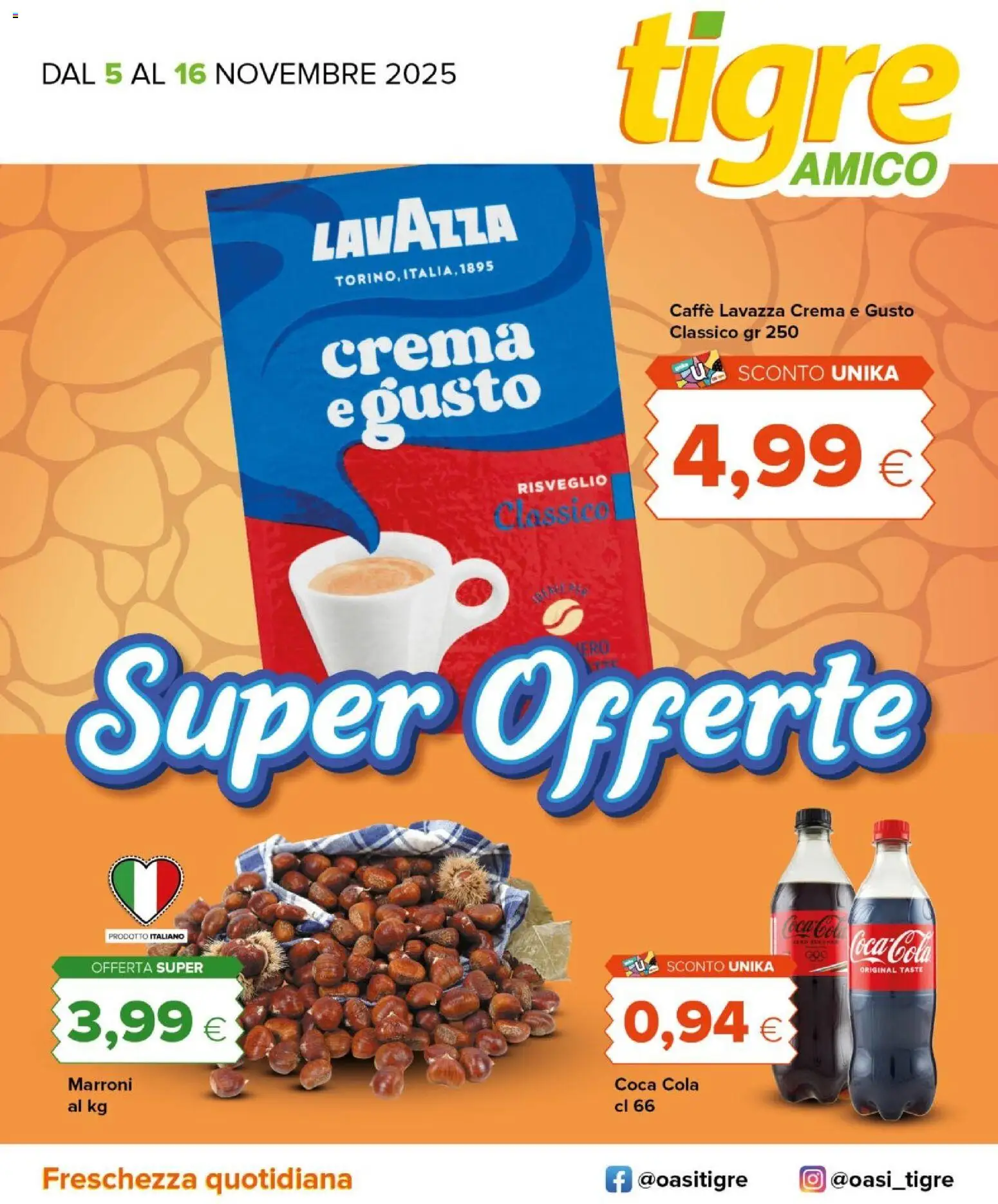 Volantino Tigre del 05.11.2025 | Pagina: 1 | Prodotti: Crema, Caffè, Lavazza, Coca Cola