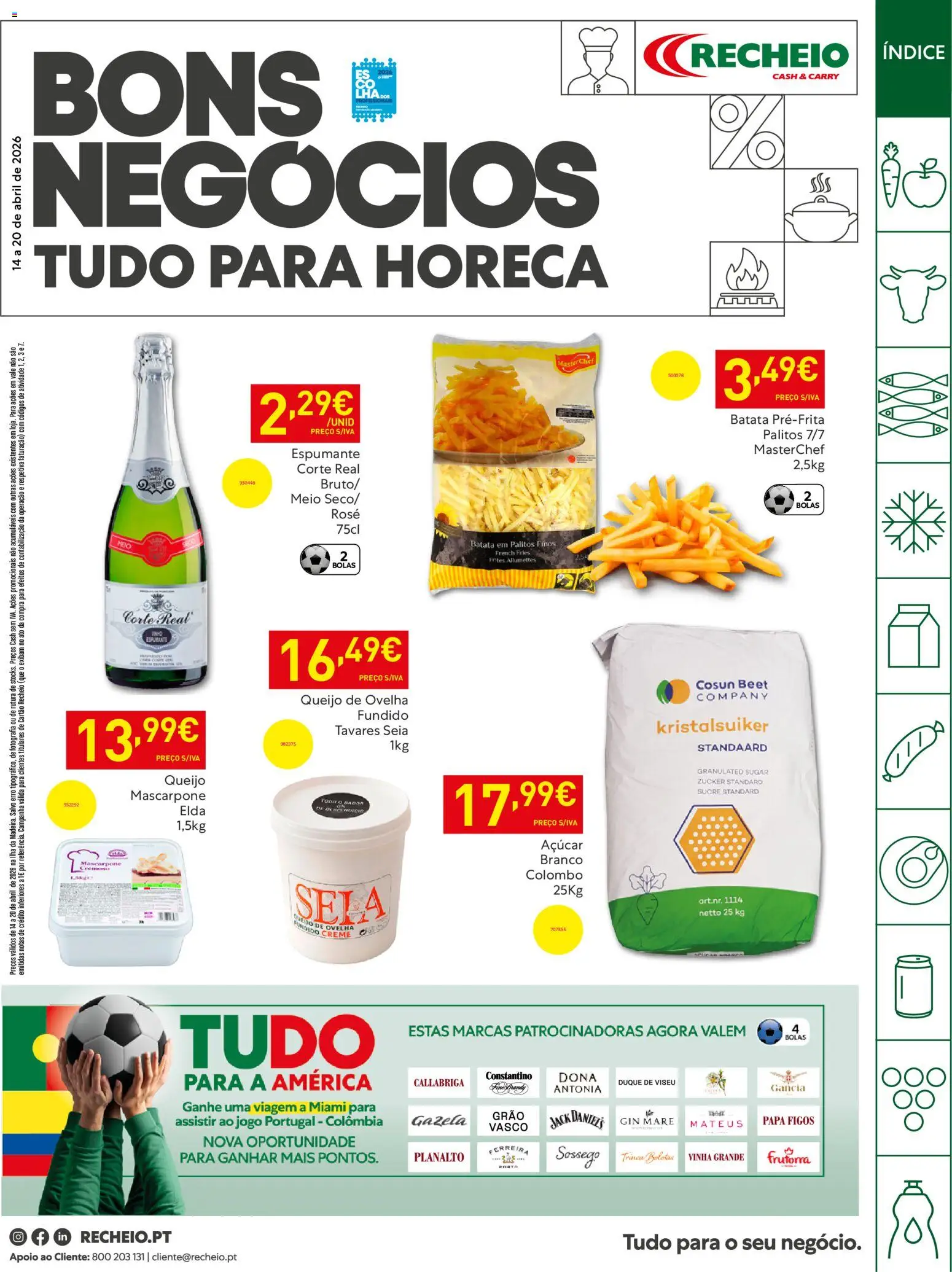 Recheio - Horeca Bons Negócios Madeira │ válido de 14.04.2026 | Página: 1 | Produtos: Batata, Espumante, Queijo, Creme