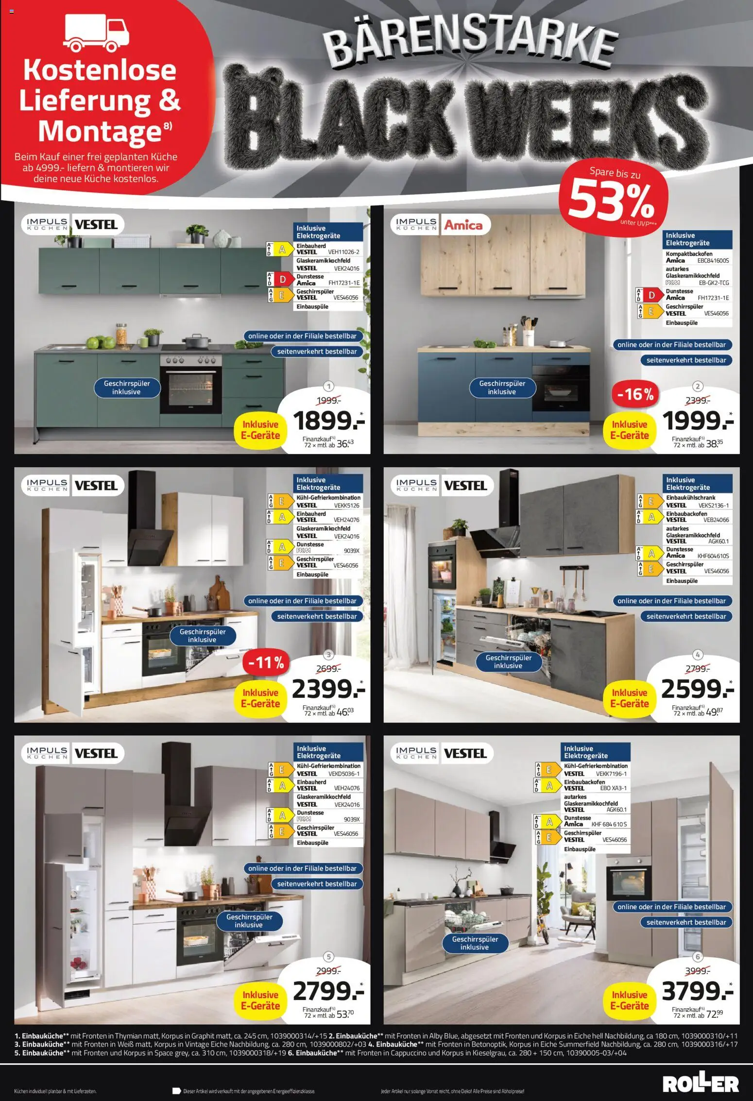 Roller - Black Friday – gültig ab 16.11.2025 | Seite: 15 | Produkte: Einbauküche, Küche, Kühlgefrierkombination, Kuchen