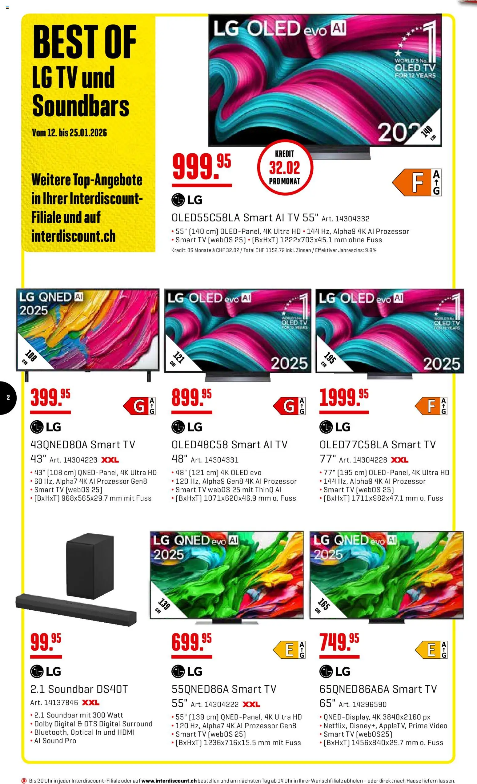Interdiscount Aktionen – gültig ab 12.01.2026 | Seite: 2 | Produkte: Soundbar, TV, Video, LG