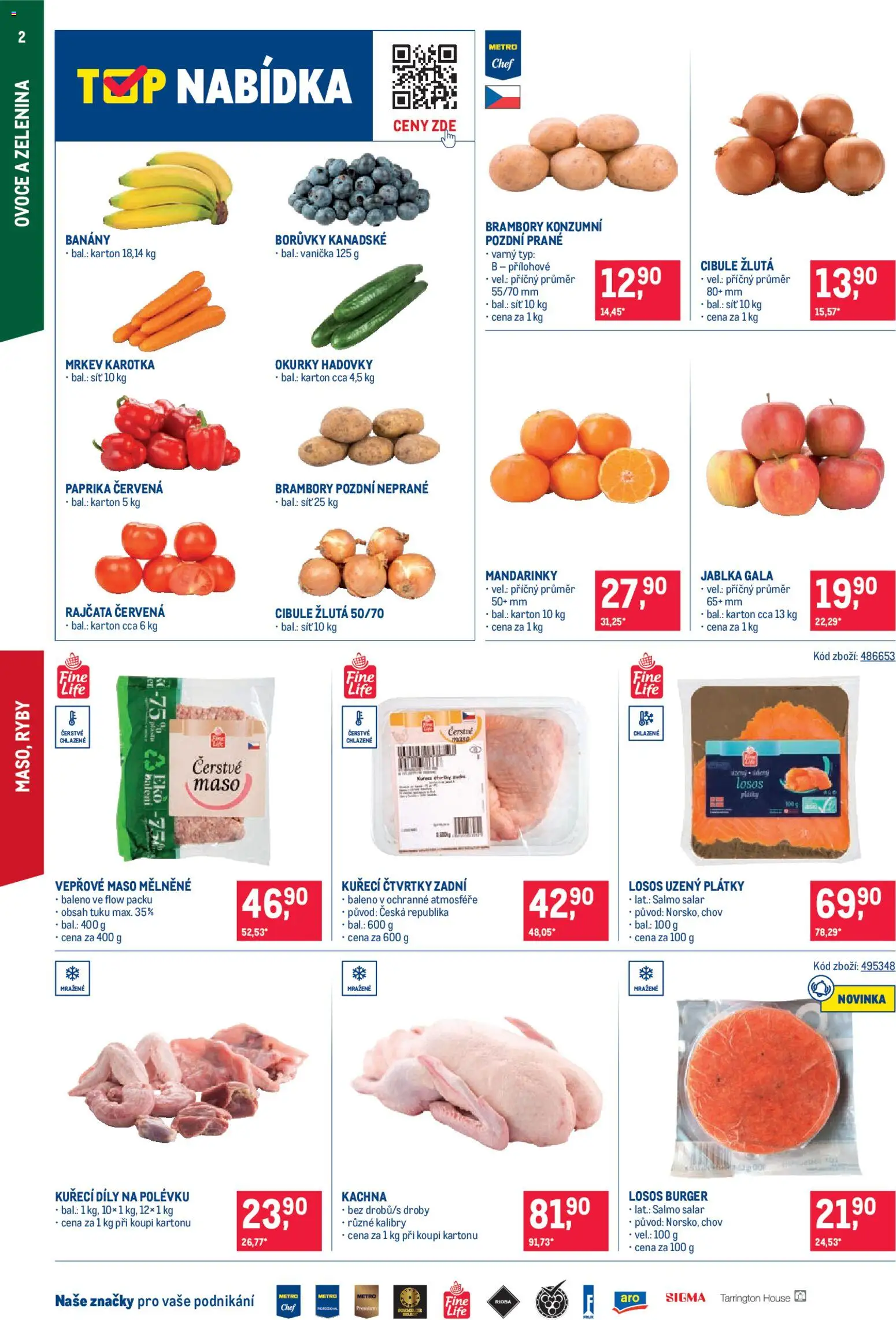 Makro leták - Maloobchod od 22.10.2025 | Strana: 2 | Produkty: Ovoce a zelenina, Kuřecí čtvrtky, Kachna, Maso