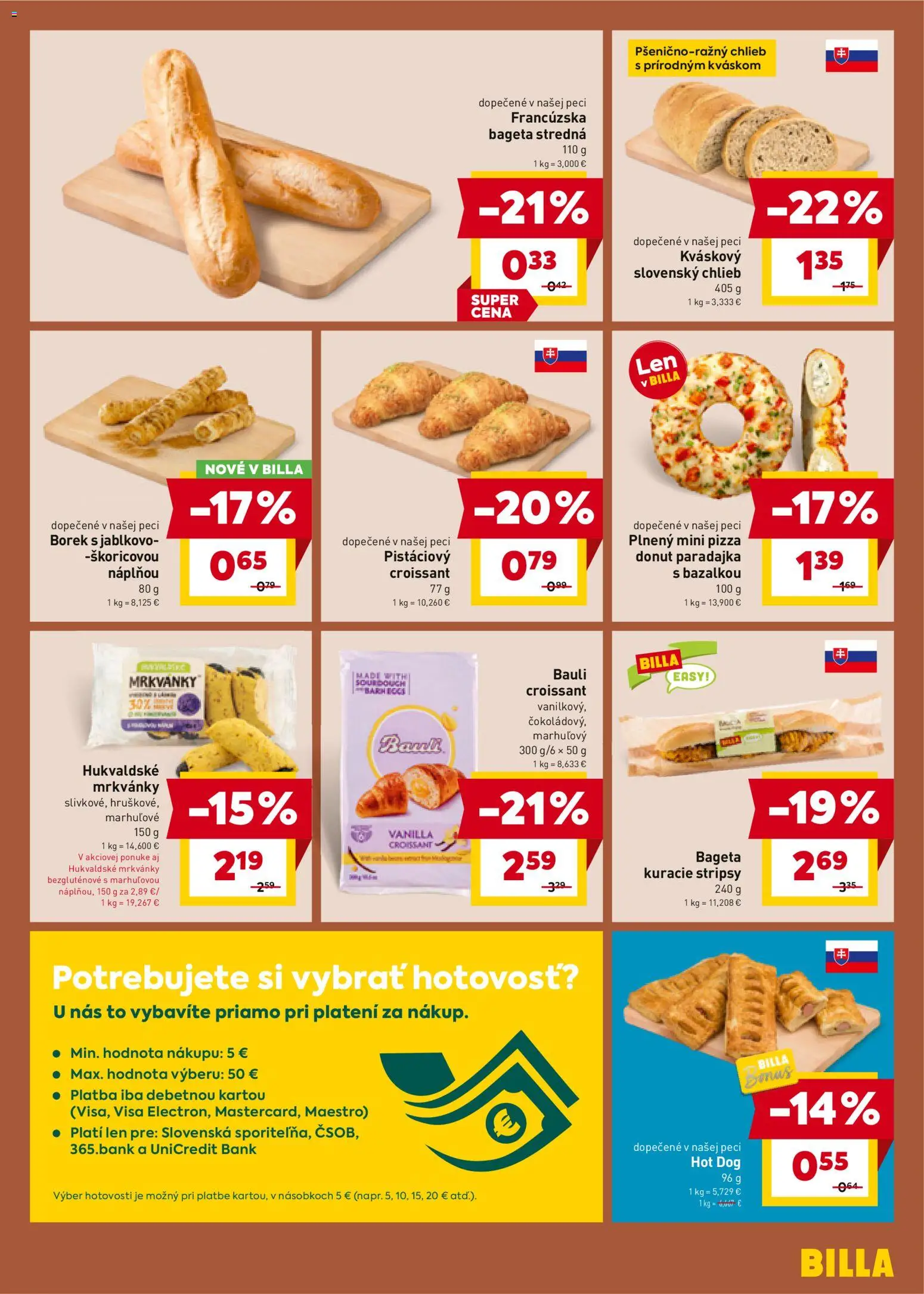 Nové Billa akcie – leták je platný od 29.10.2025 | Strana: 9 | Produkty: Chlieb, Pizza, Croissant, Pec