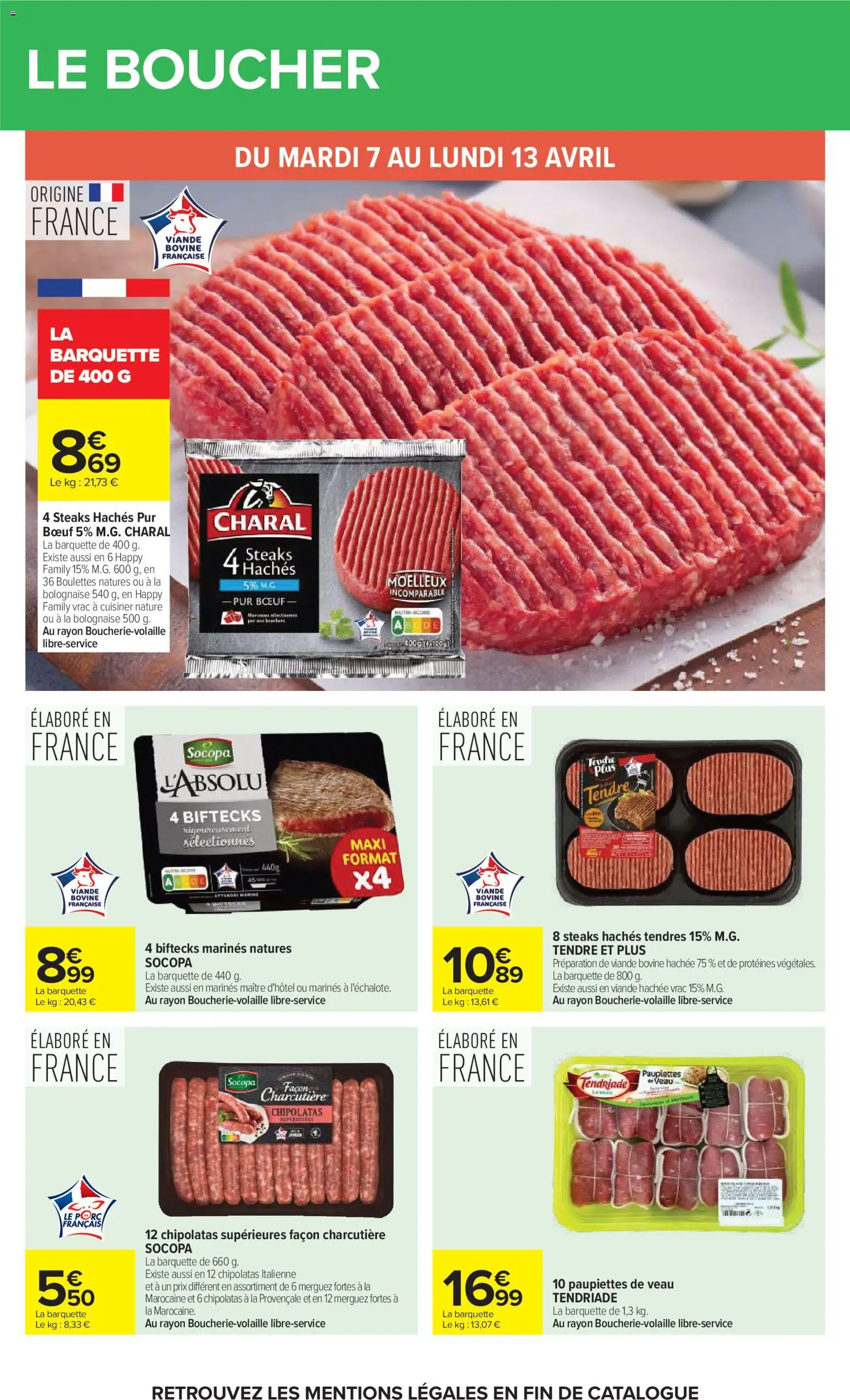 {H1} | Page: 26 | Produits: Viande hachée, Merguez, Viande, Viande bovine