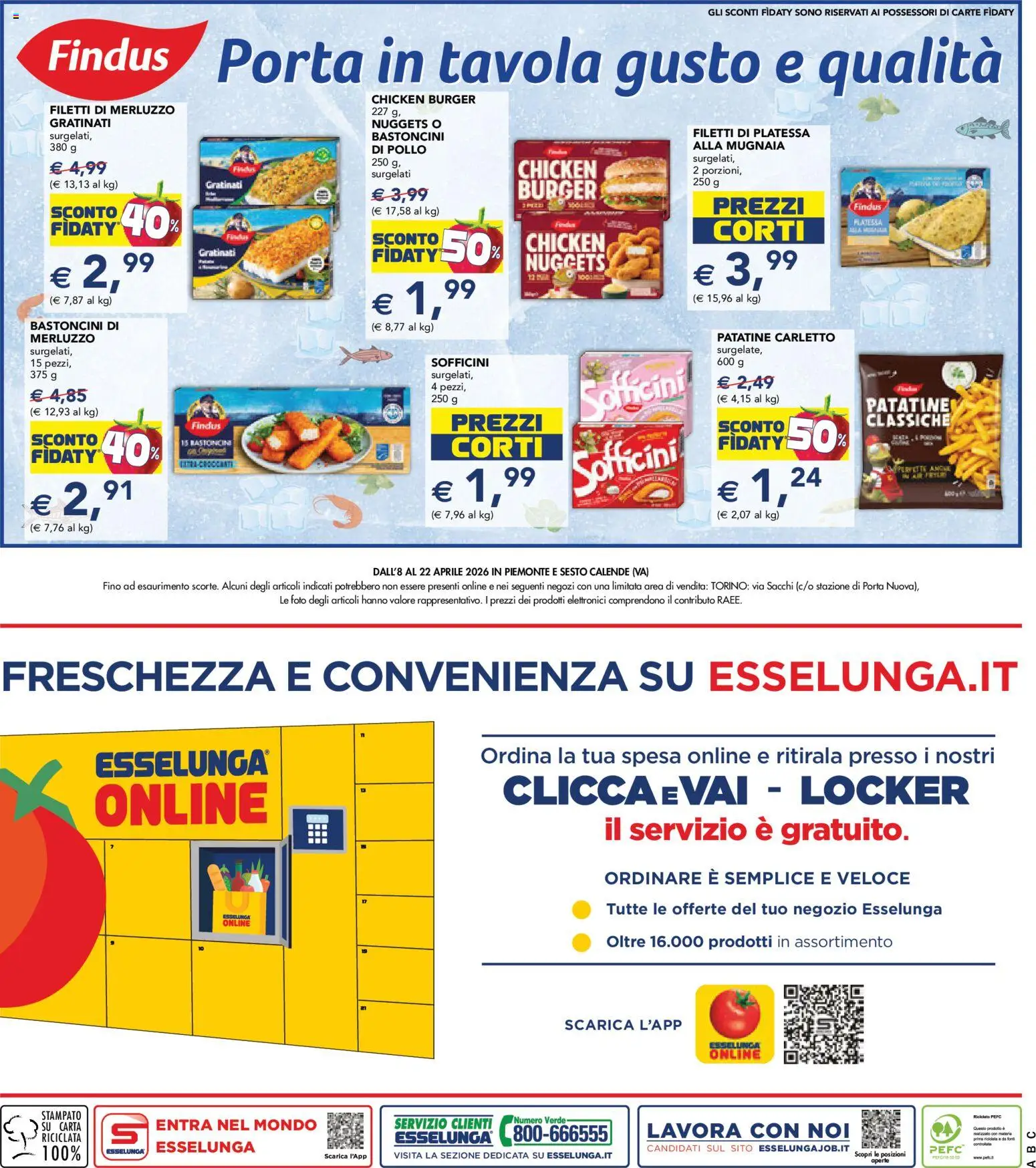 Volantino Esselunga S del 08.04.2026 | Pagina: 25 | Prodotti: Pollo, Merluzzo, Patatine, Nuggets