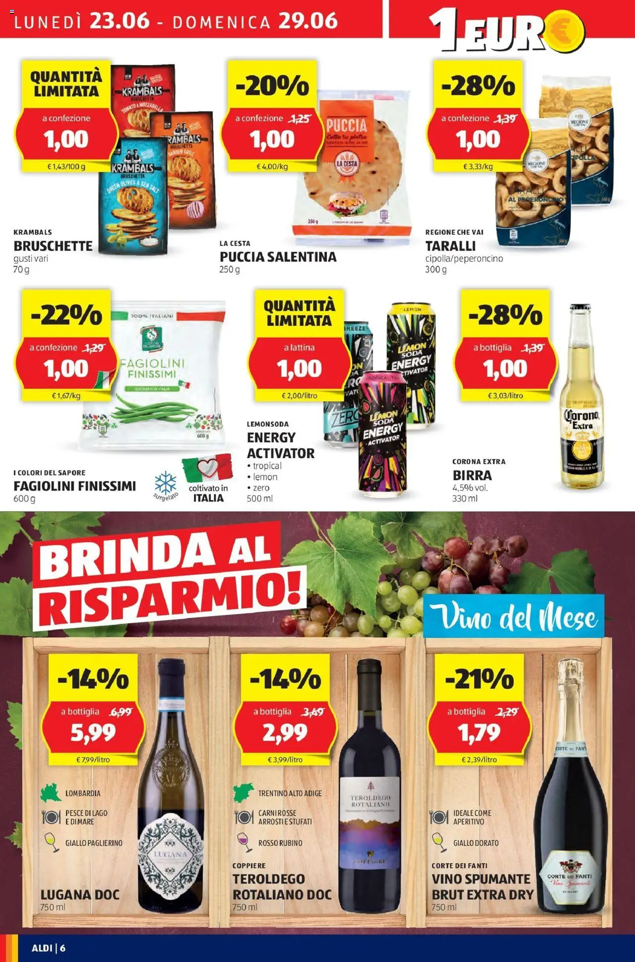 Volantino Aldi del 22.06.2025 | Pagina: 6 | Prodotti: Pesce, Mozzarella, Vino, Bottiglia