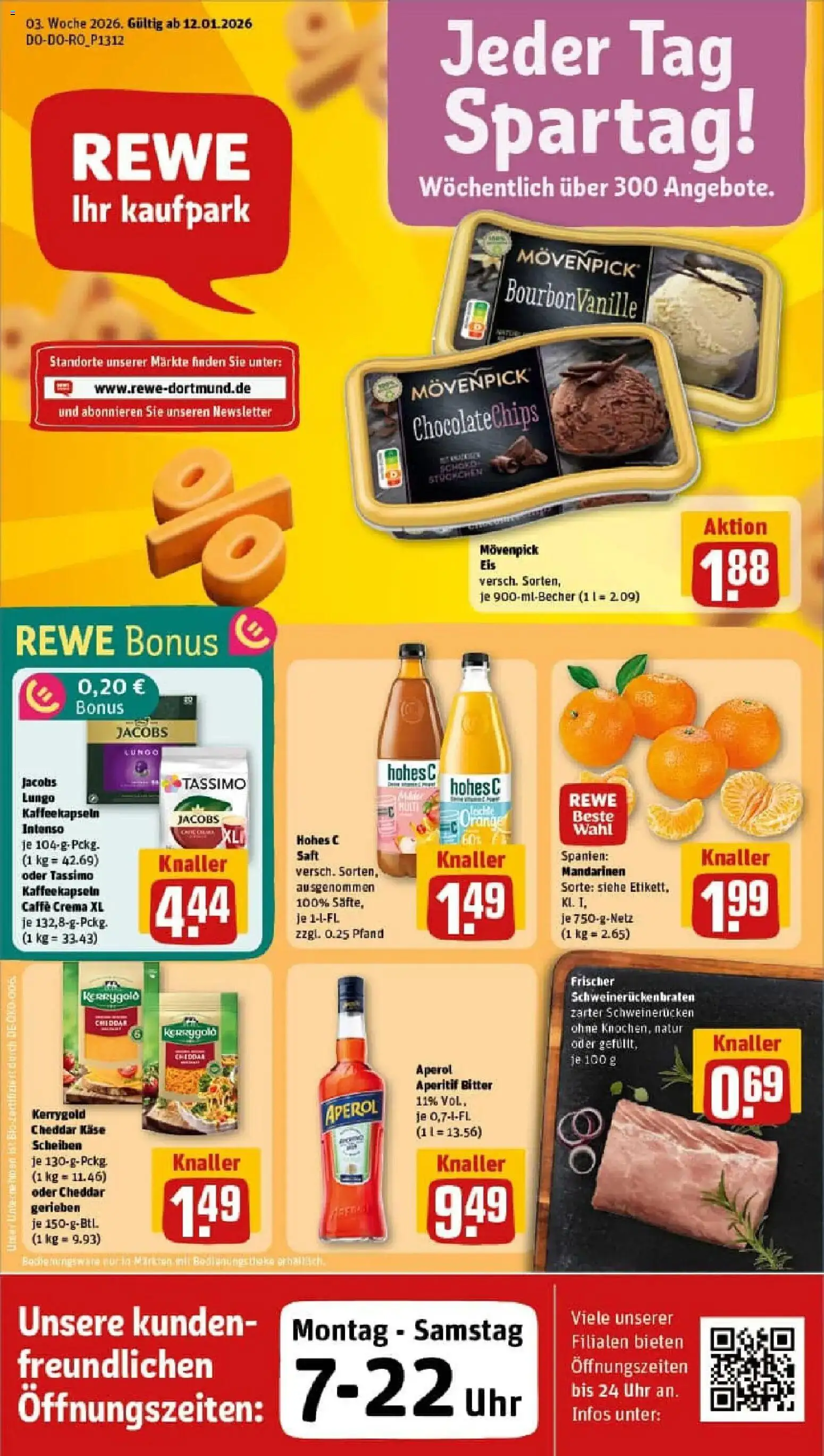 Rewe prospekt Hagen	 – gültig ab 11.01.2026 | Seite: 1 | Produkte: Kaffee, Movenpick eis, Saft, Tassimo