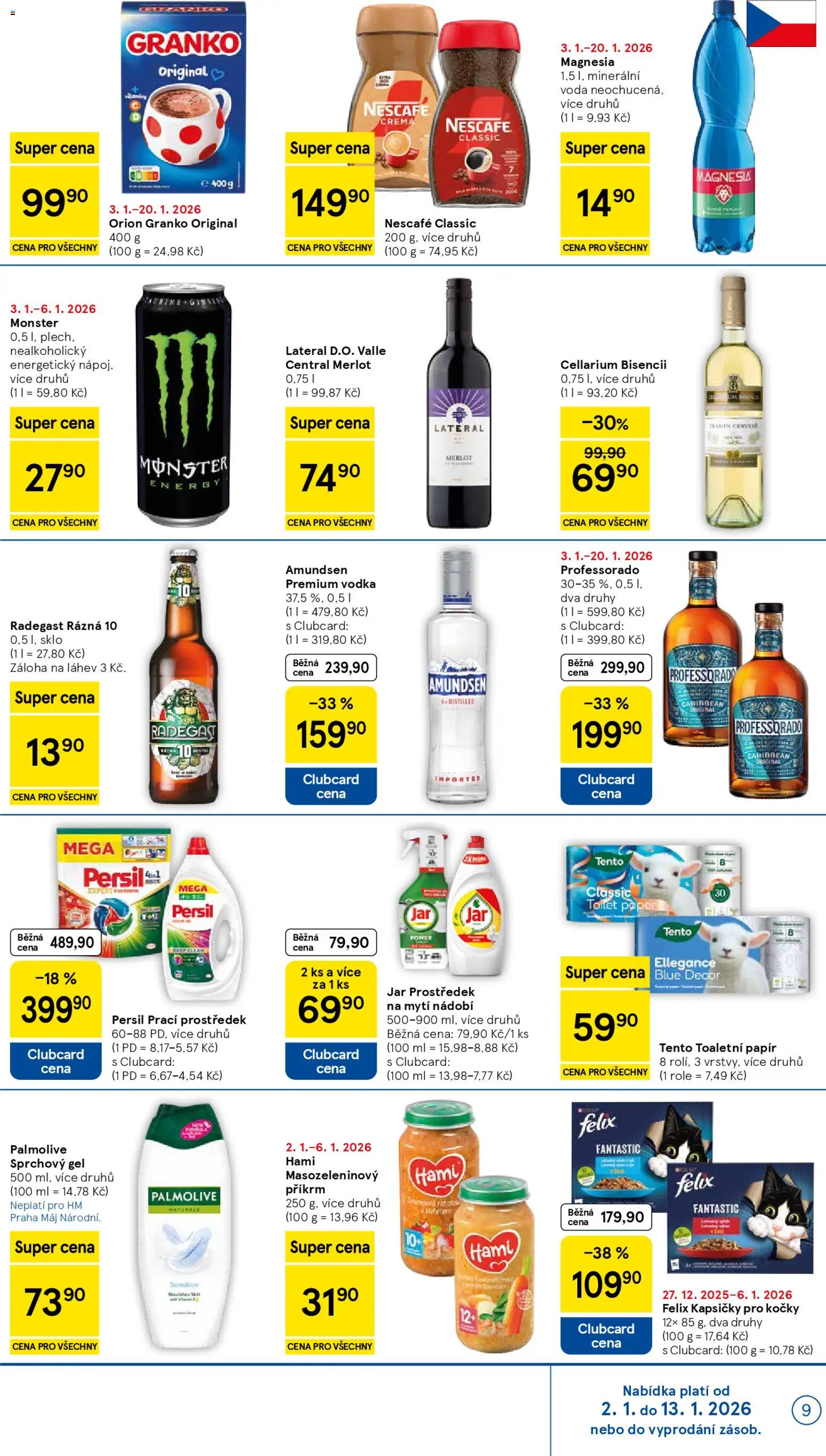 Tesco leták - Hypermarket od 02.01.2026 | Strana: 9 | Produkty: Sprchový gel, Prací prostředek, Radegast, Hami
