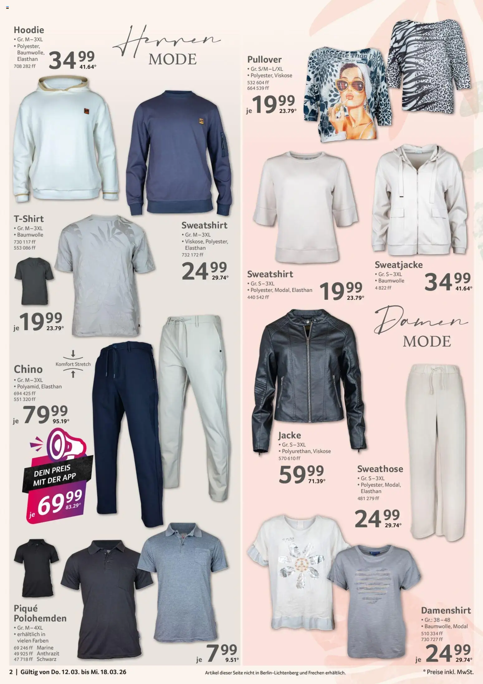 Selgros  Non Food – gültig ab 12.03.2026 | Seite: 2 | Produkte: Sweathose, Sweatjacke, Sweatshirt, Pullover