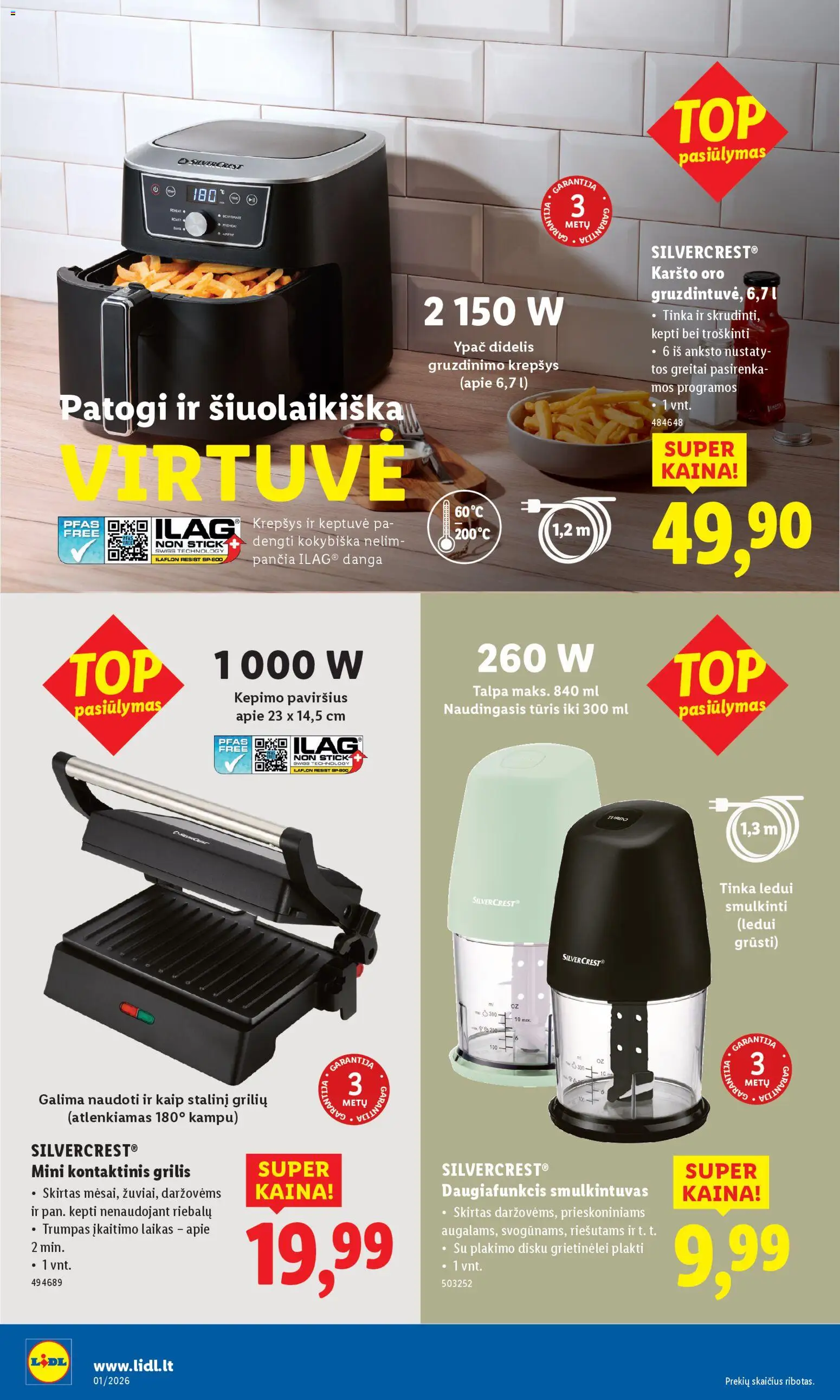 LIDL akcijos nuo 29.12.2025 | Puslapis: 2 | Prekių: Keptuvė, Krepšys, Smulkintuvas, Grilis