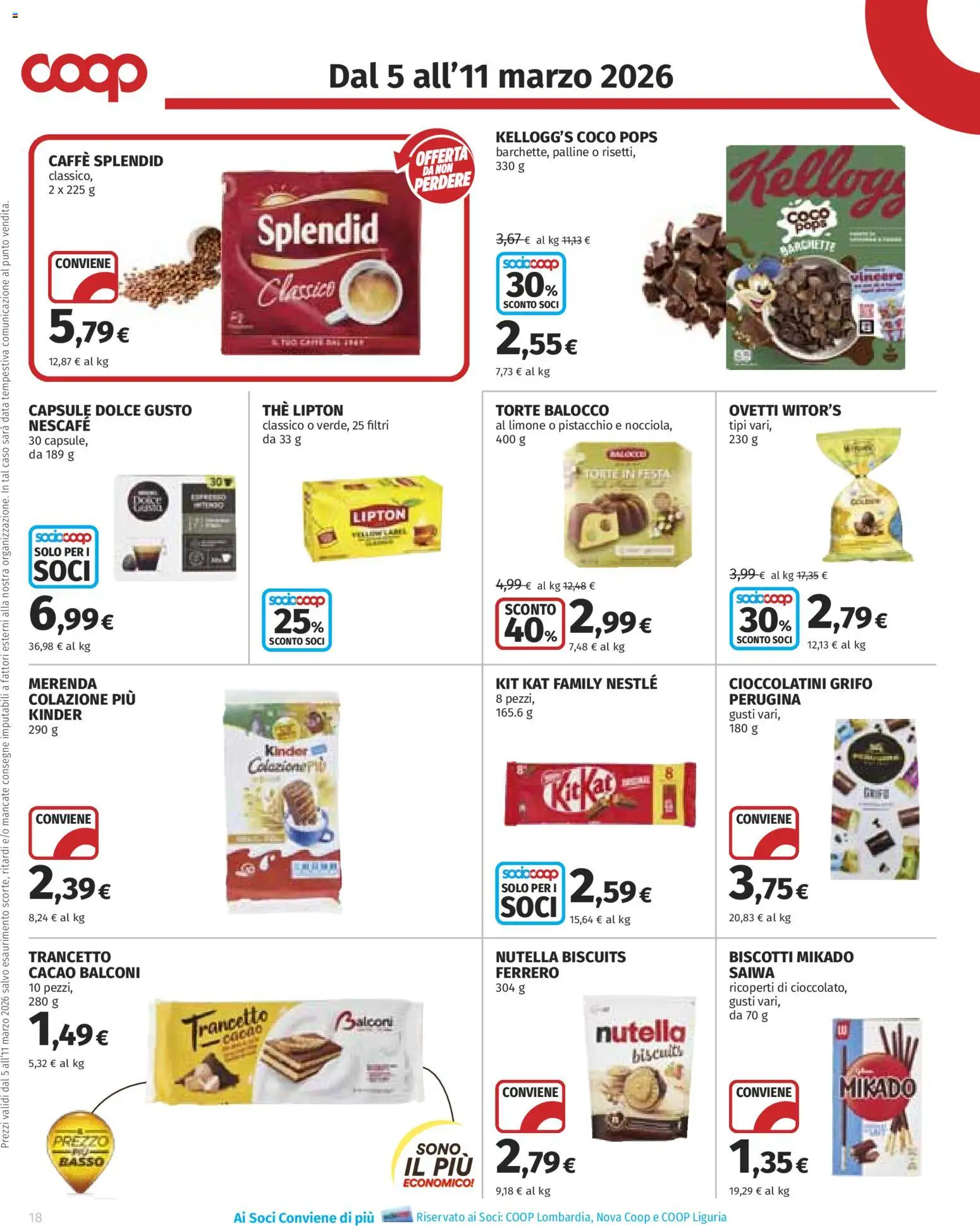 Volantino COOP del 05.03.2026 | Pagina: 18 | Prodotti: Caffè, Biscotti, The, Cacao