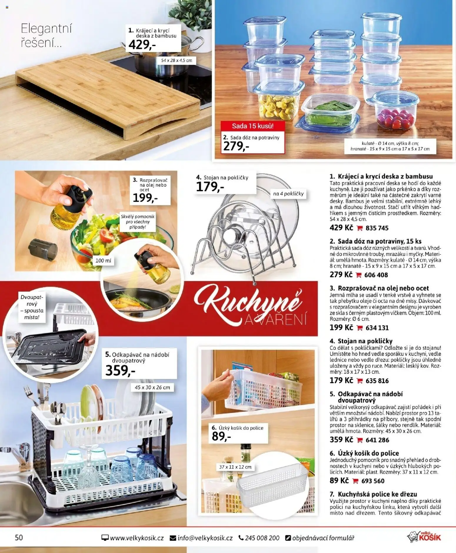 Velký Košík katalog duben 2026 od 01.04.2026 | Strana: 50 | Produkty: Olej, Košík, Odkapávač na nádobí, Potraviny