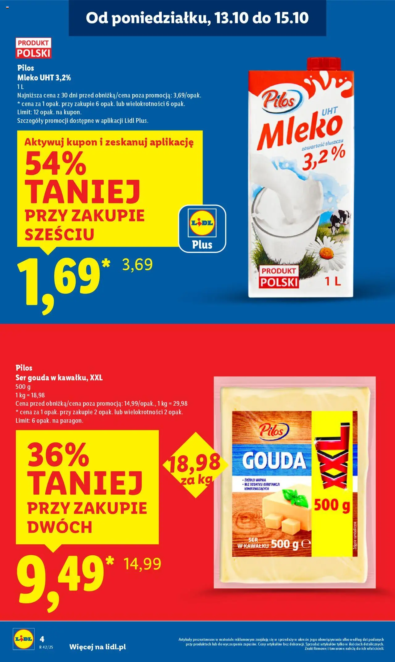 Lidl Gazetka od 13.10.2025 | Strona: 4 | Produkty: Mleko, Ser, Ser gouda