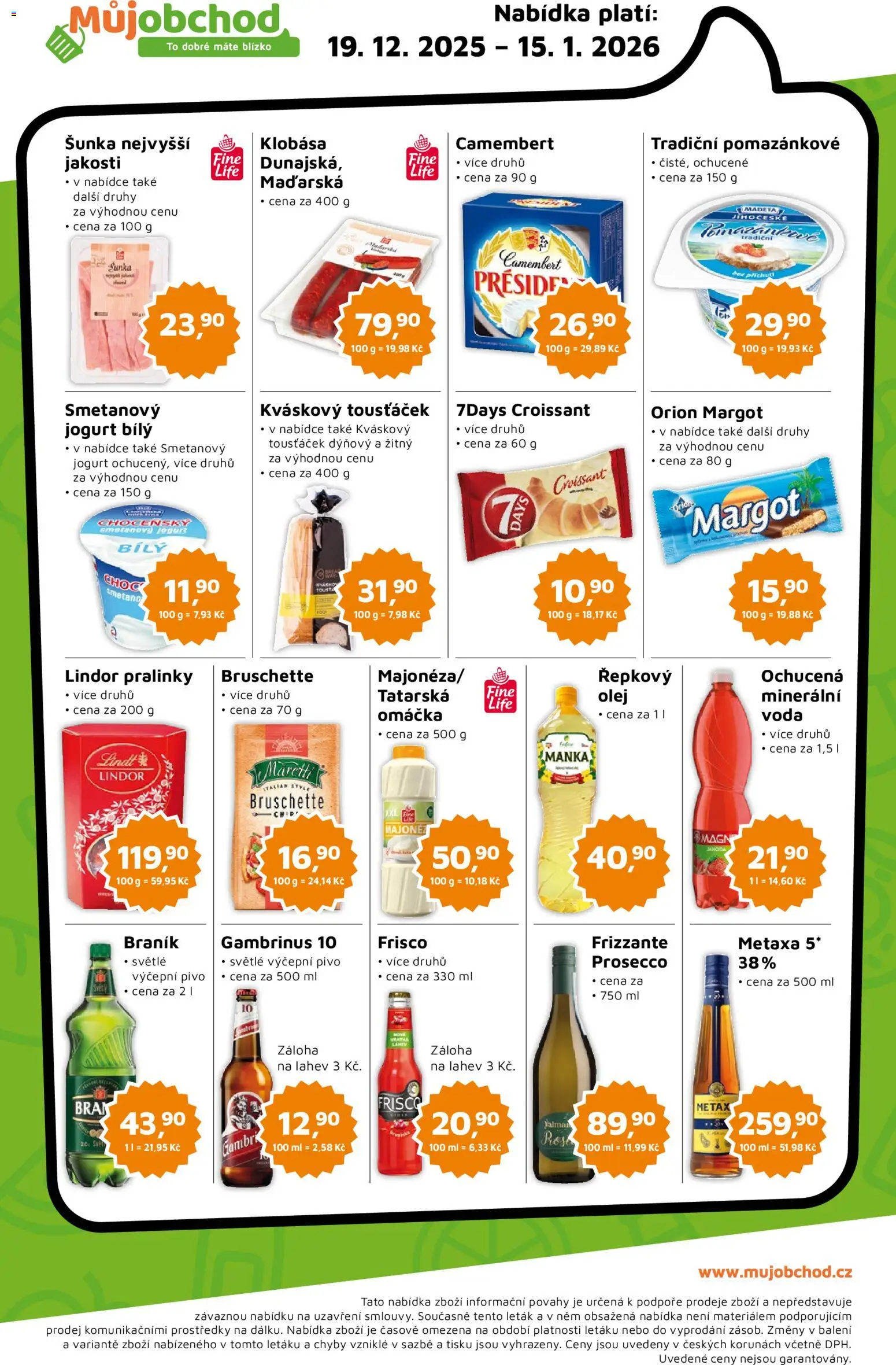 Můj obchod leták od 19.12.2025 | Strana: 2 | Produkty: Lindor, Voda, Camembert, Gambrinus