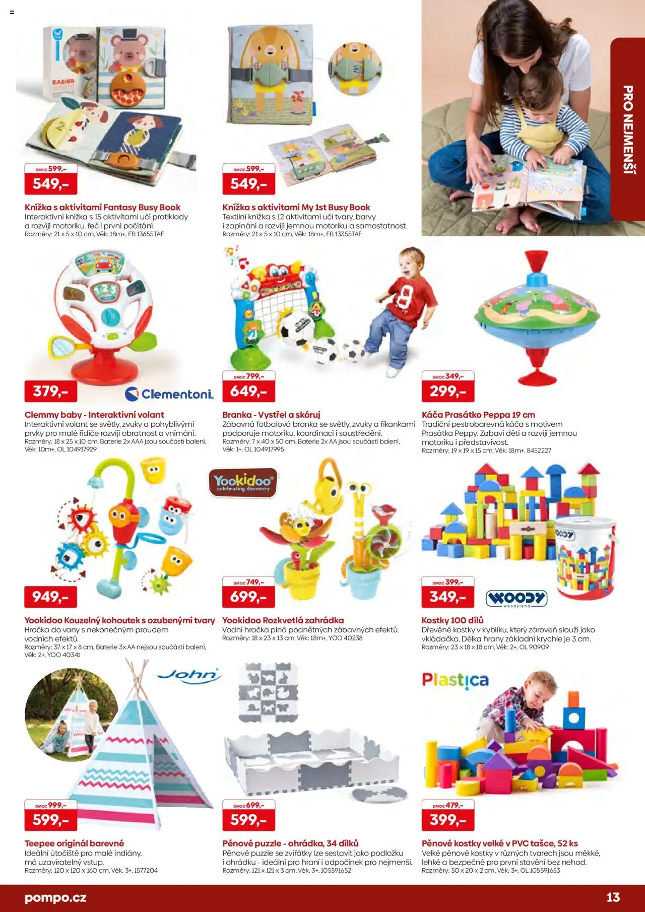 POMPO katalog Vánoce 2025 od 16.10.2025 | Strana: 13 | Produkty: Puzzle, Barvy, Fotbalová branka, Pěnové puzzle