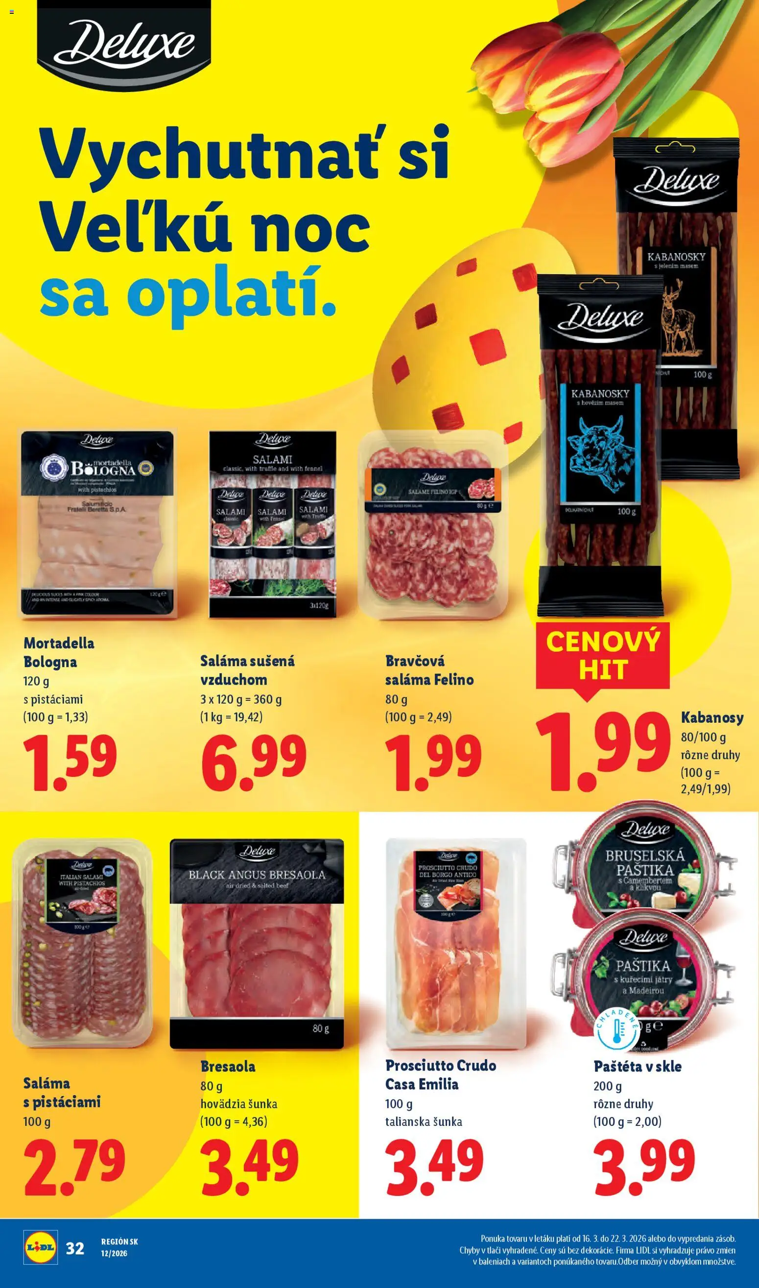 Nové Lidl akcie – leták je platný od 16.03.2026 | Strana: 42 | Produkty: Saláma, Šunka