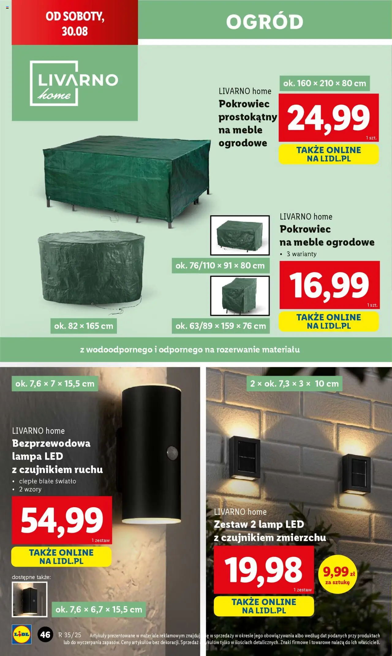Lidl Katalog od 25.08.2025 | Strona: 46 | Produkty: Meble ogrodowe, Lampa