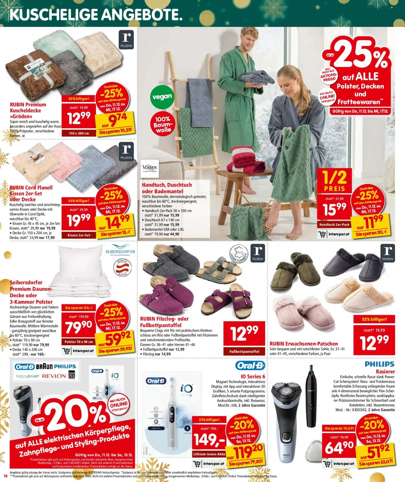 Interspar Flugblatt - Niederösterreich gültig ab 11.12.2025 | Seite: 17 | Produkte: Bademantel, Rasierer, Kissen, Decke