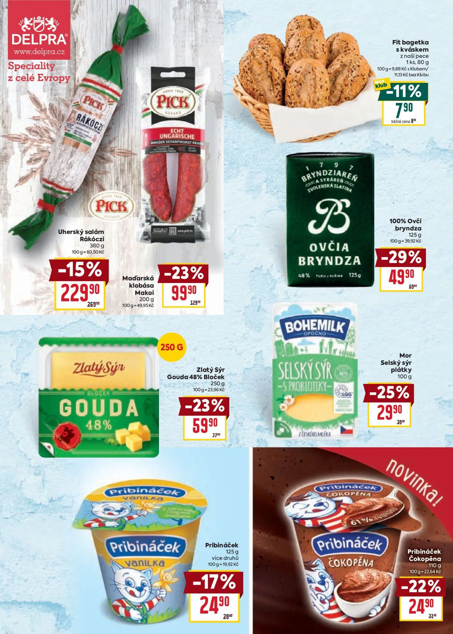 Billa leták - Partneři od 19.11.2025 | Strana: 10 | Produkty: Sýr, Pribináček, Uherský salám, Bryndza