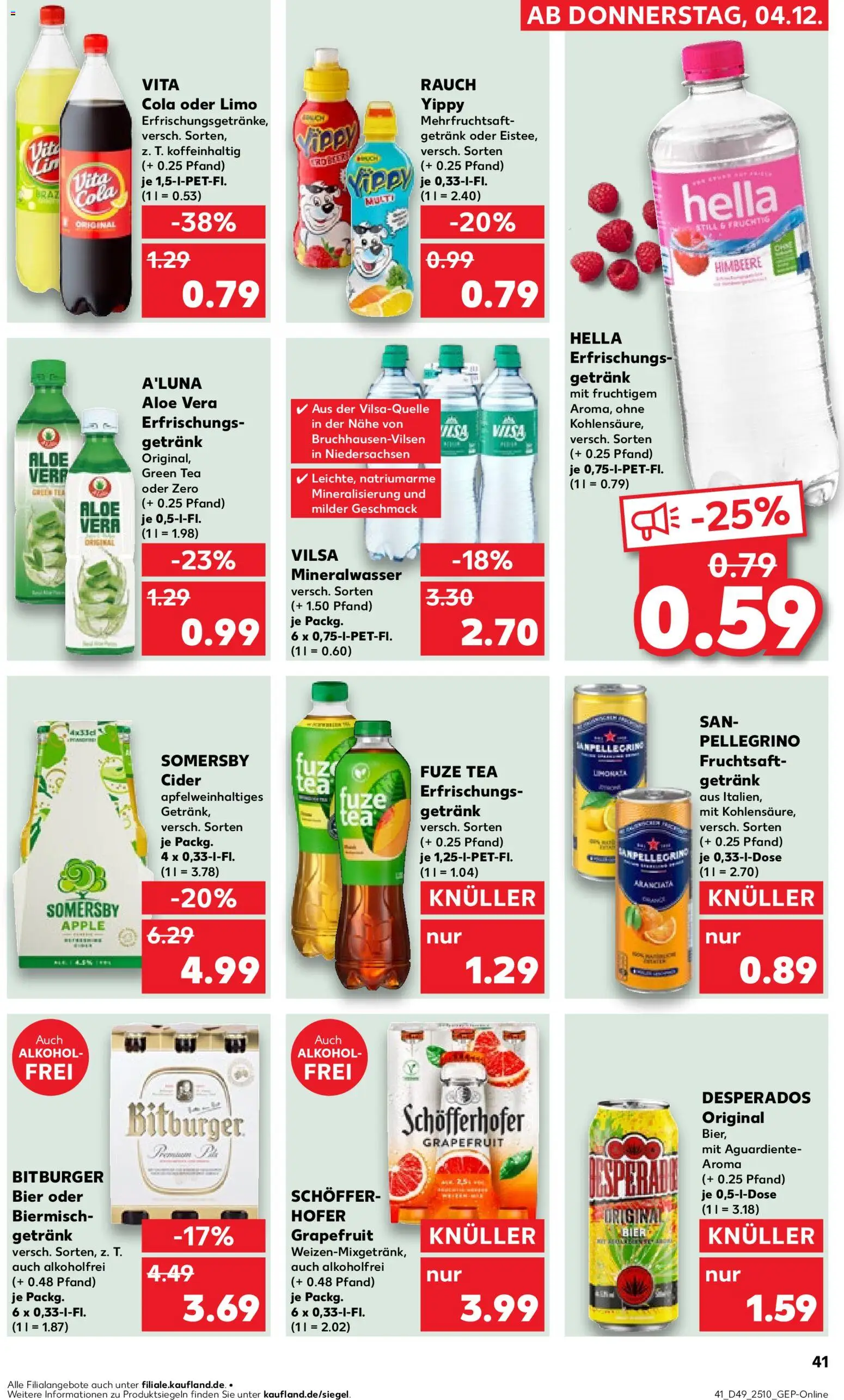 Kaufland prospekt Speyer	 – gültig ab 04.12.2025 | Seite: 41 | Produkte: Bier, Grapefruit, Desperados, Fruchtsaft