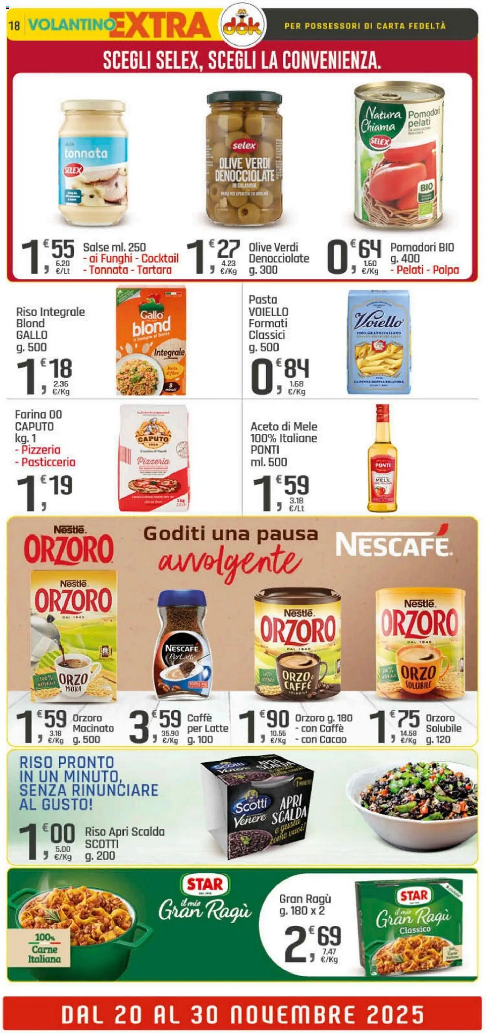 Volantino DOK del 20.11.2025 | Pagina: 18 | Prodotti: Mele, Farina, Pasta, Cacao