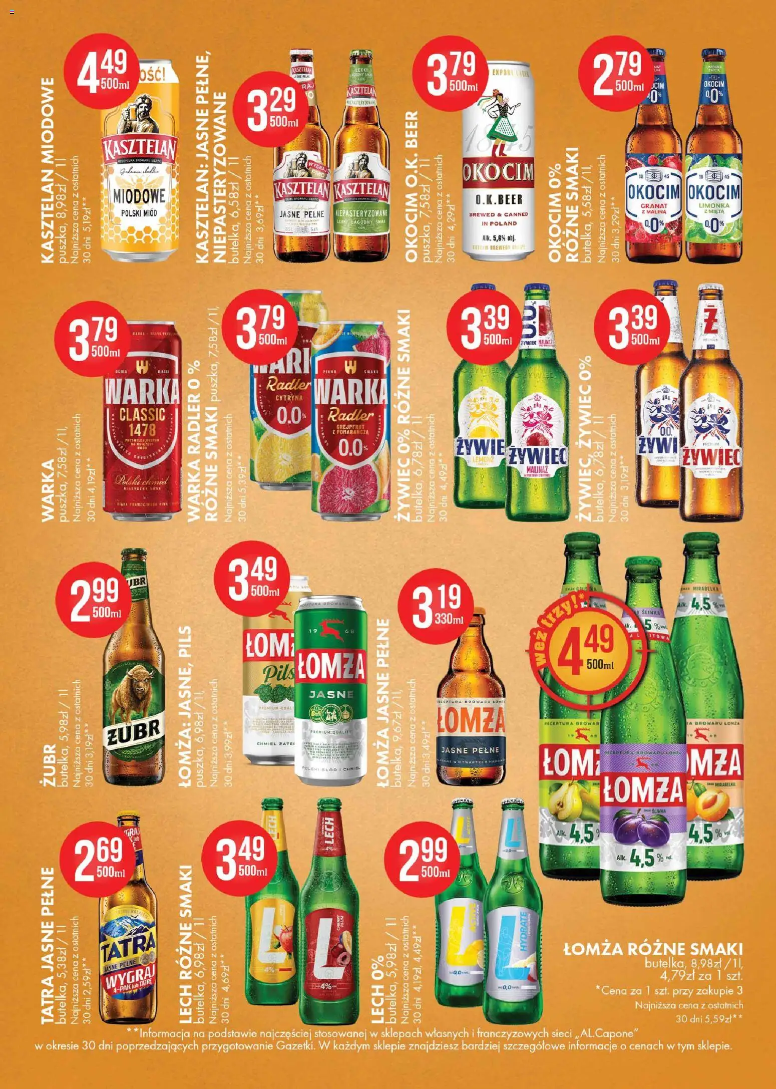 Al.Capone gazetka od 13.04.2026 | Strona: 30 | Produkty: Miód, Mięta, Warka, Piwo