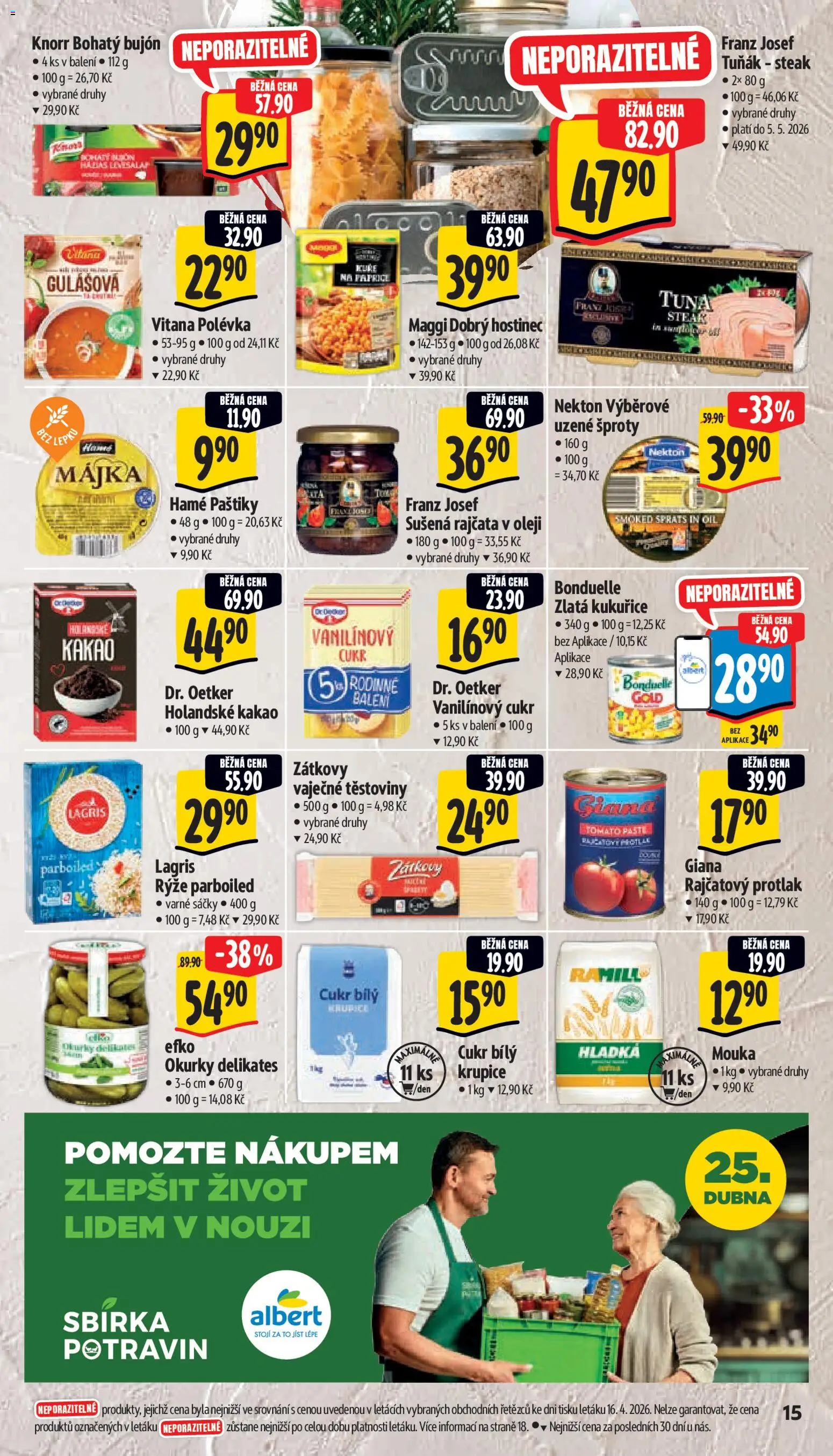 Albert leták - Supermarket od 22.04.2026 | Strana: 23 | Produkty: Rajčatový protlak, Rajčata, Knorr, Tuňák steak
