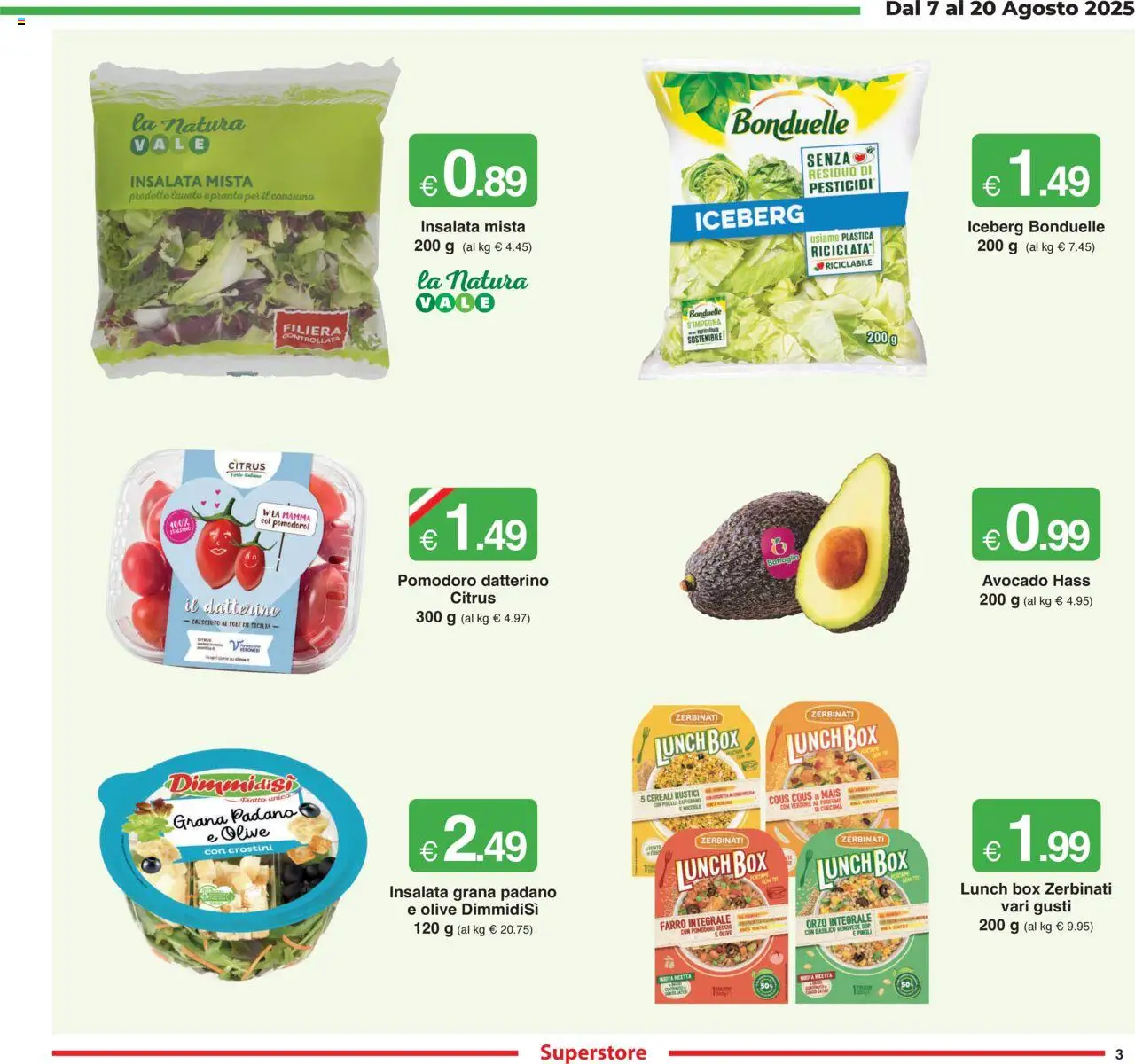 Volantino Sì con Te del 07.08.2025 | Pagina: 3 | Prodotti: Avocado, Verdure, Nocciole, Piatto