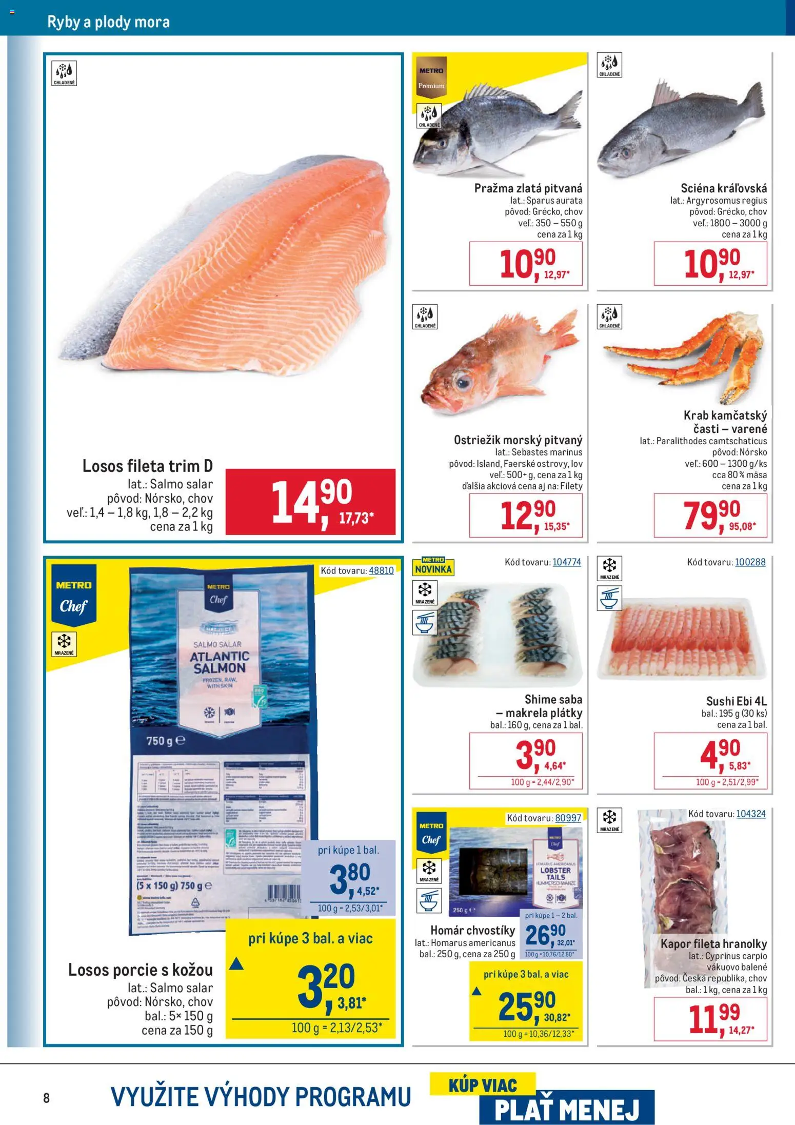 Nové Metro akcie – leták je platný od 19.11.2025 | Strana: 8 | Produkty: Ryby, Losos, Sushi