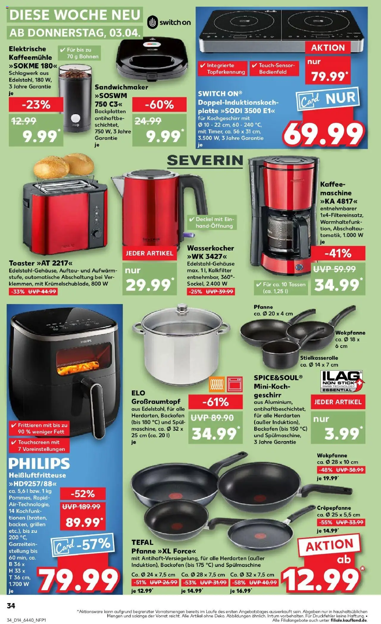 Kaufland - Dreieich-Sprendlingen, Robert-Bosch-Straße 15 - gültig ab dem 03.04.2025 | Seite: 34 | Produkte: Wasserkocher, Kaffee, Backofen, Heißluftfritteuse