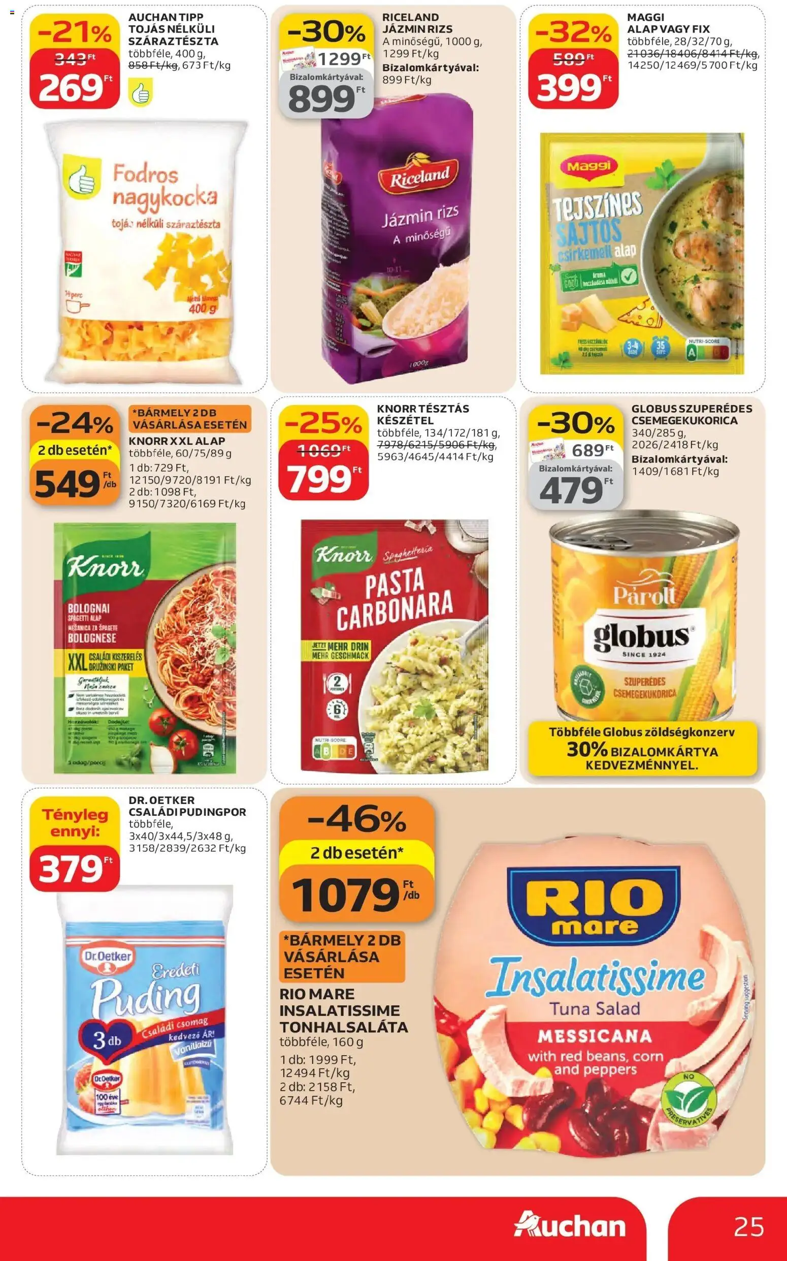 Auchan akciós ujság - amely érvényes a következő dátumtól: 26.02.2026 | Oldal: 25 | Termékek: Spagetti, Jázmin rizs, Maggi, Csirkemell
