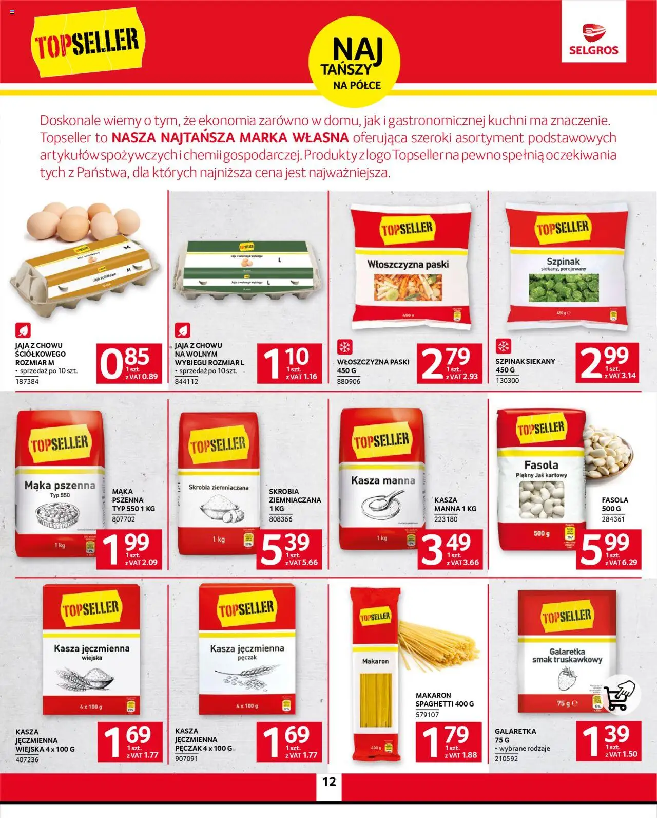 Selgros cash&carry Gazetka od 18.06.2025 | Strona: 12 | Produkty: Kasza, Szpinak, Makaron, Jaja