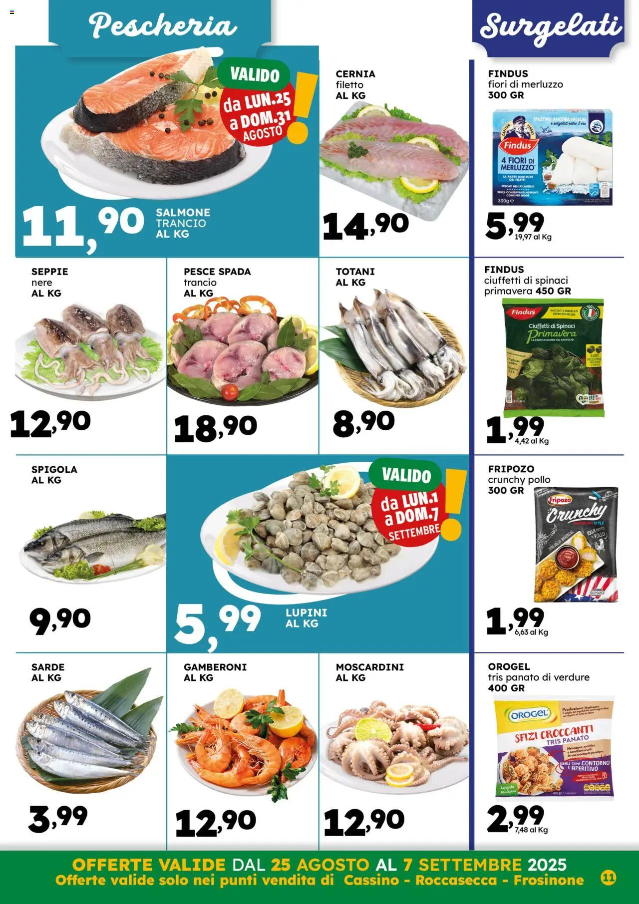Volantino GECOP del 25.08.2025 | Pagina: 11 | Prodotti: Pesce, Spigola, Zucchine, Pesce spada
