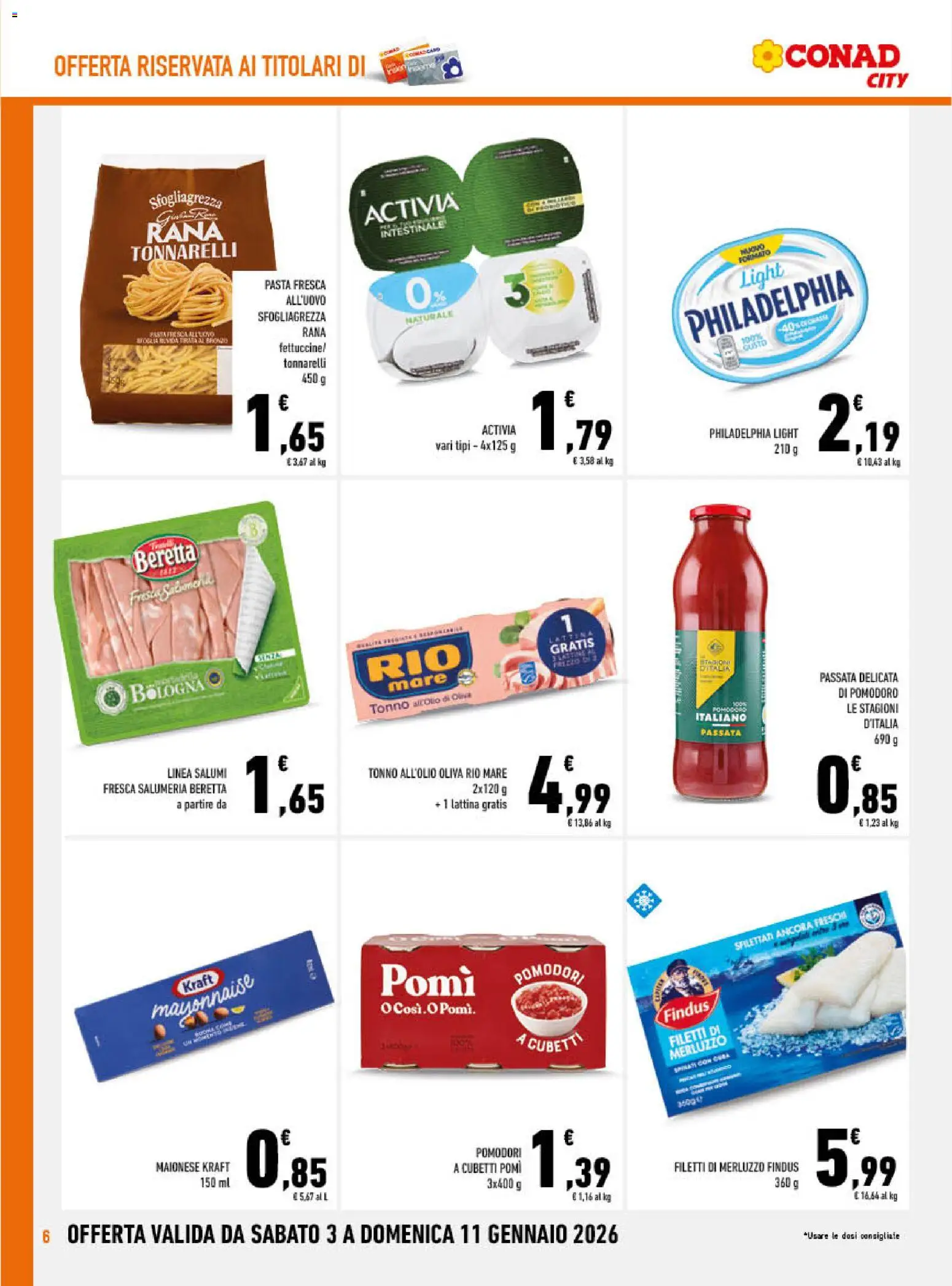 Volantino Conad del 03.01.2026 | Pagina: 6 | Prodotti: Merluzzo, Maionese, Pasta, Tonno