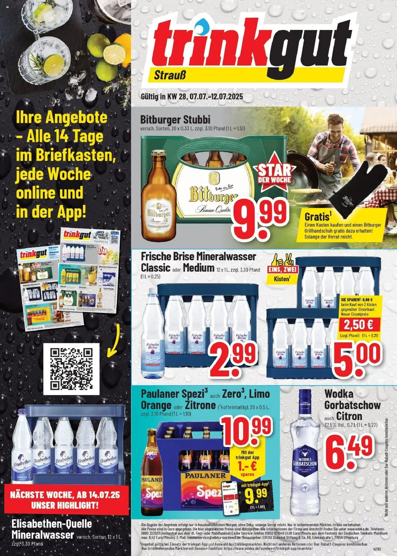 Trinkgut prospekt Frankfurt A.M.	 - gültig ab dem 06.07.2025 | Seite: 1 | Produkte: Fanta, Zitrone, Wodka gorbatschow, Wodka