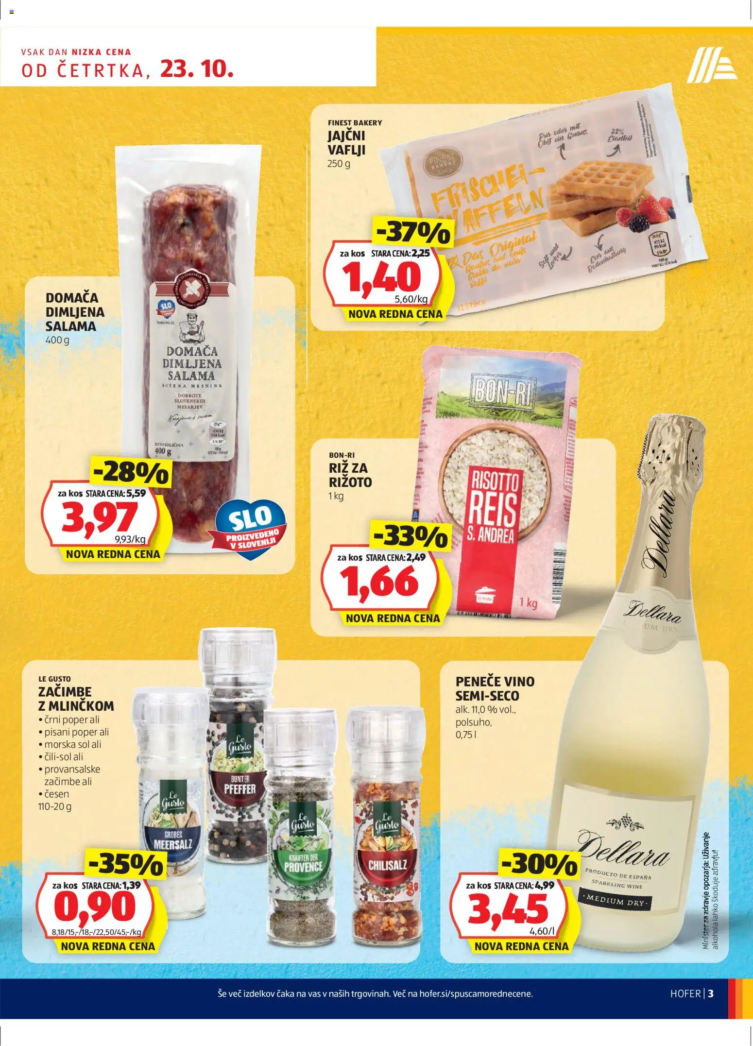 Novi Hofer katalog ponudbe – veljaven od 23.10.2025 | Stran: 3 | Izdelki: Vaflji, Vino, Sol, Cesen