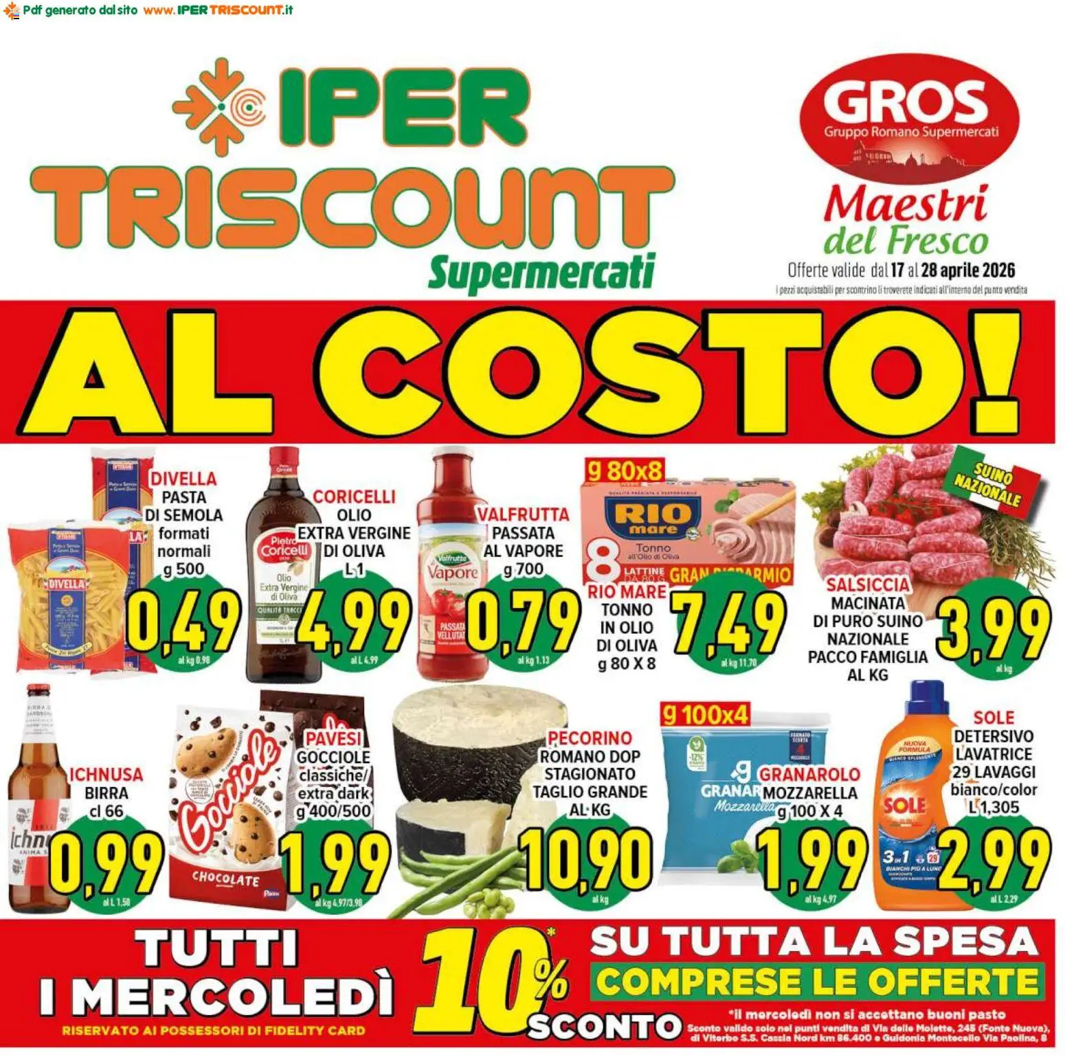 Volantino Ipertriscount del 17.04.2026 | Pagina: 1 | Prodotti: Suino, Olio, Pasta, Lavatrice