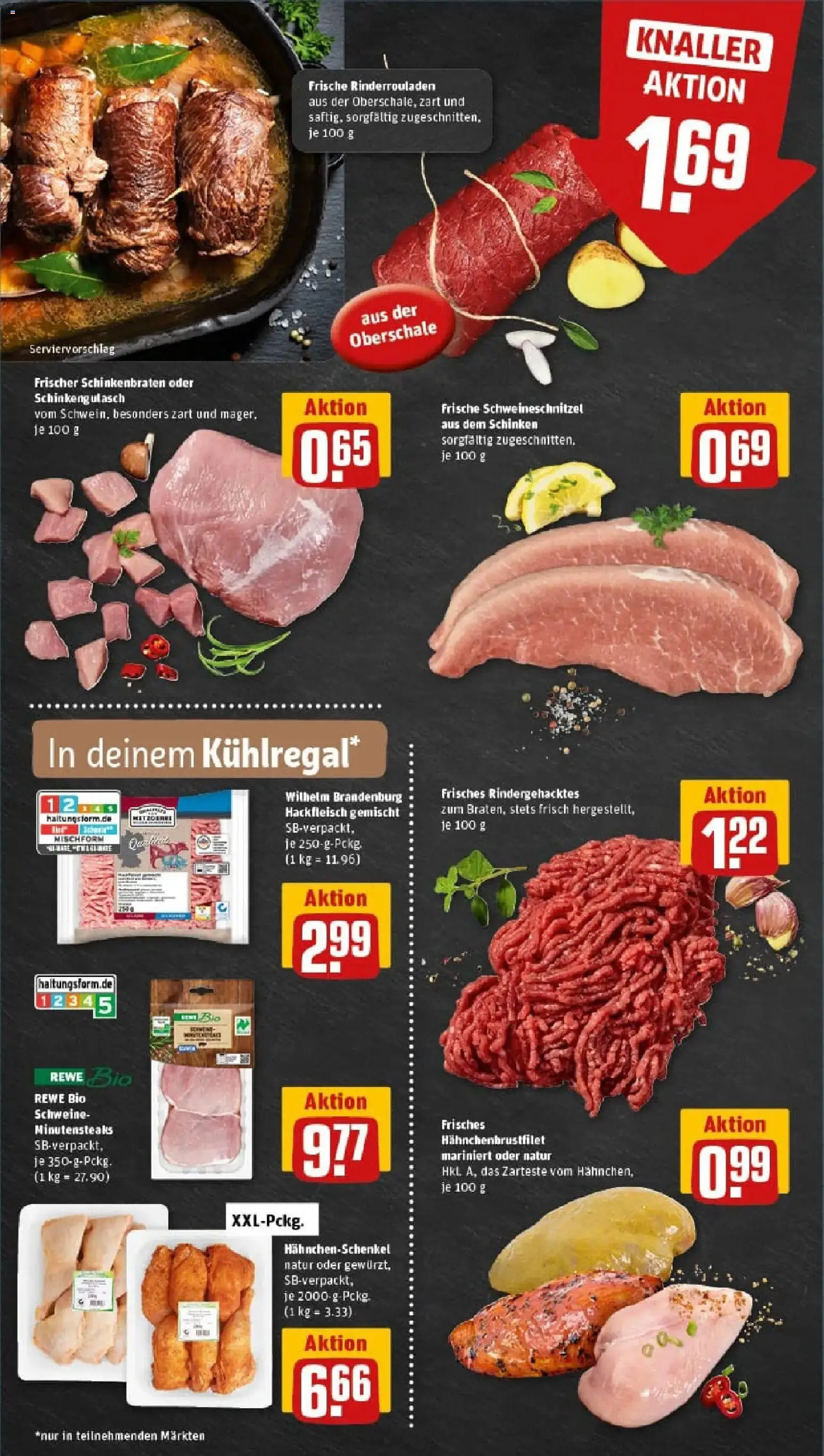 Rewe prospekt Rhede	 – gültig ab 26.01.2026 | Seite: 6 | Produkte: Rinderrouladen, Hahnchenschenkel, Schinken, Hackfleisch