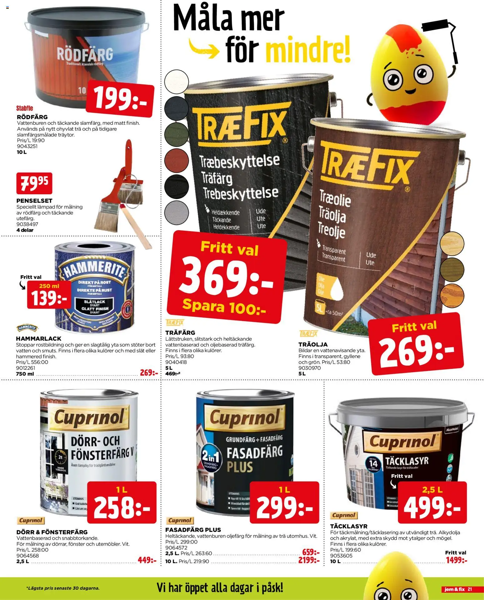 Jem & Fix reklamblad aktuell från 30.03.2026 | Sida: 21 | Produkter: Trädgårdsmöbler, Träolja, Oljefärg