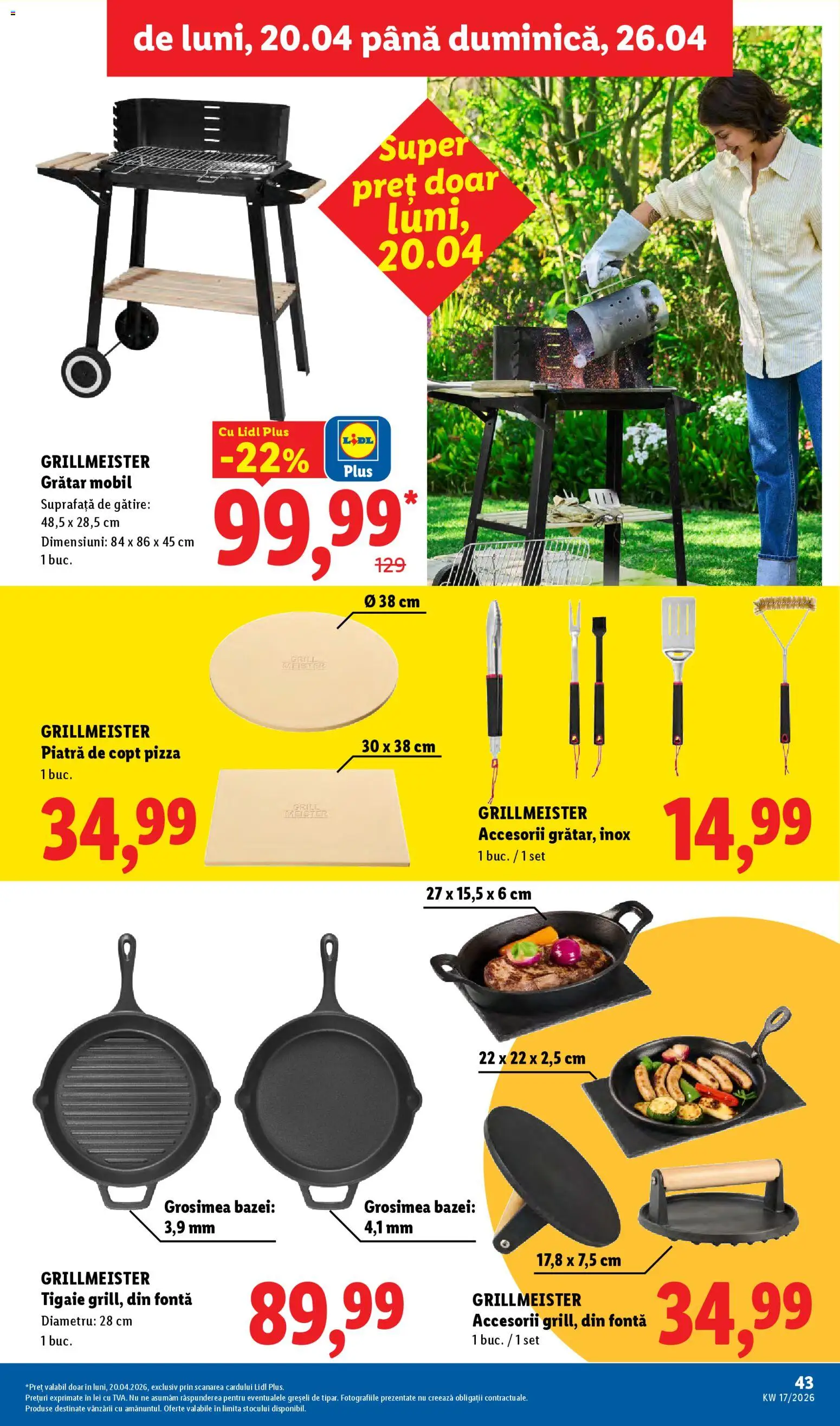Noul catalog Lidl – valabil de la 20.04.2026 | Pagină: 43 | Produse: Tigaie, Grill, Grătar, Pizza