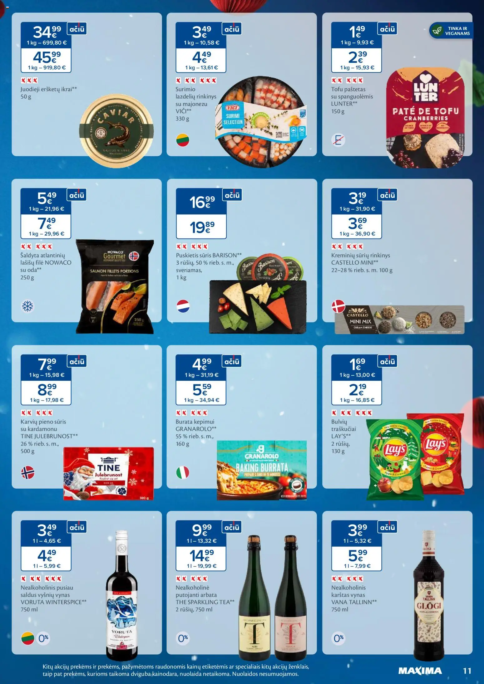 MAXIMA akcijos nuo 11.11.2025 | Puslapis: 11 | Prekių: Lašišų filė, Vynas, Ikrai, Traškučiai
