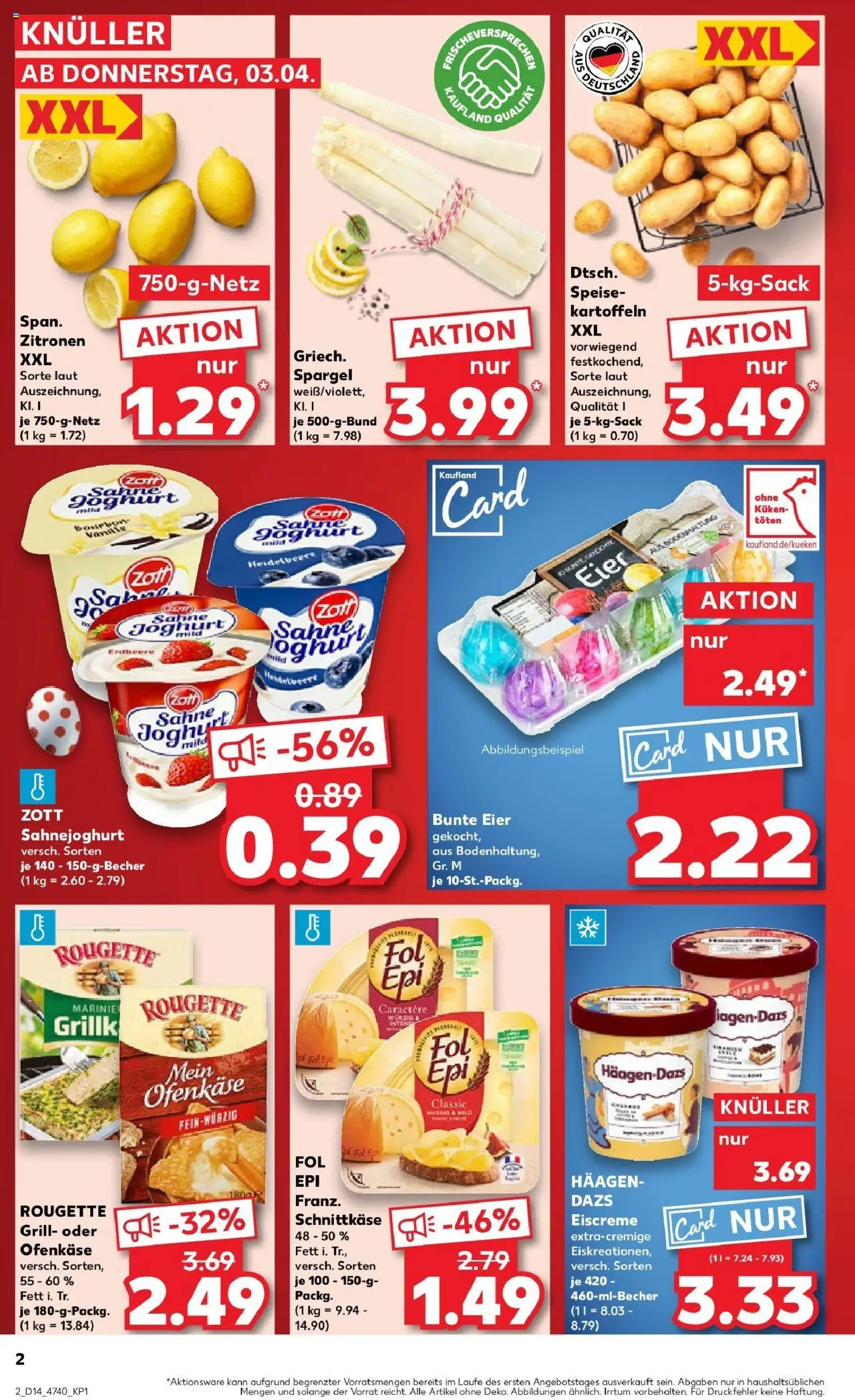 Kaufland - Dreieich-Sprendlingen, Robert-Bosch-Straße 15 - gültig ab dem 03.04.2025 | Seite: 2 | Produkte: Joghurt, Eier, Eiscreme, Spargel