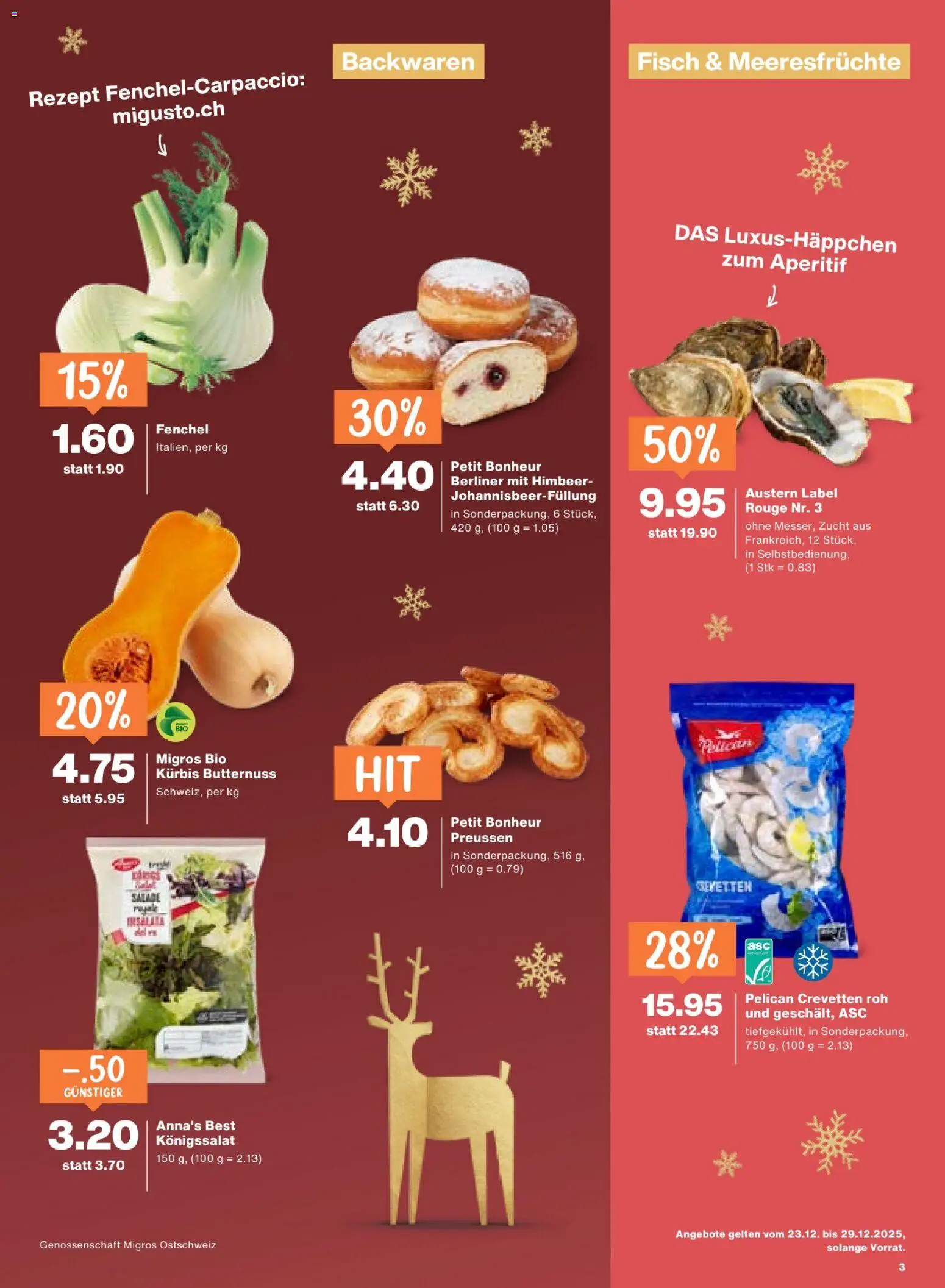 Migros Aktionen – gültig ab 23.12.2025 | Seite: 3 | Produkte: Rouge, Fisch, Kürbis, Meeresfrüchte