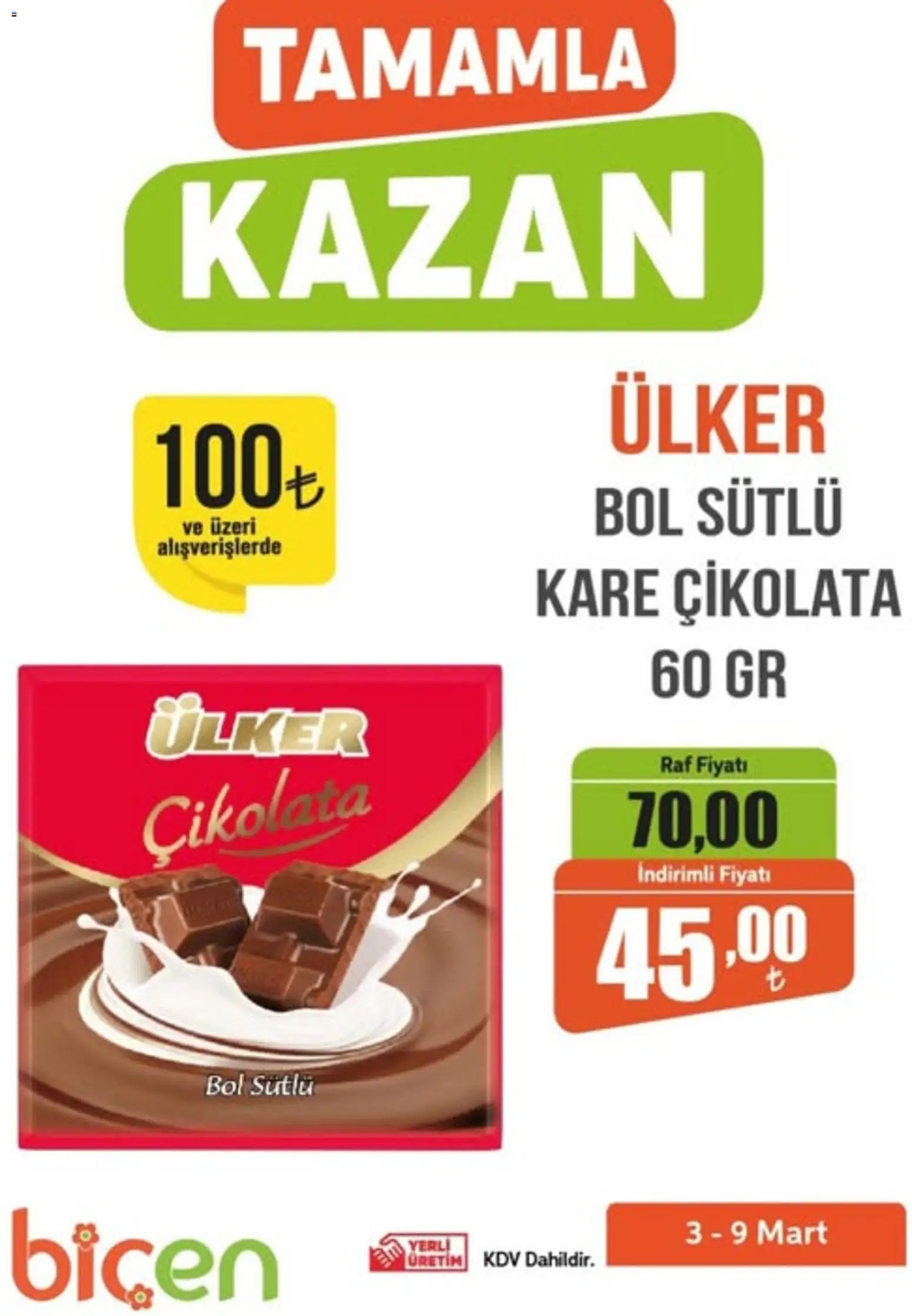 Biçen Market - Tamamla Kazan - 03.03.2026 tarihinden itibaren geçerlidir | Sayfa: 1 | Ürünler: Raf, Çikolata