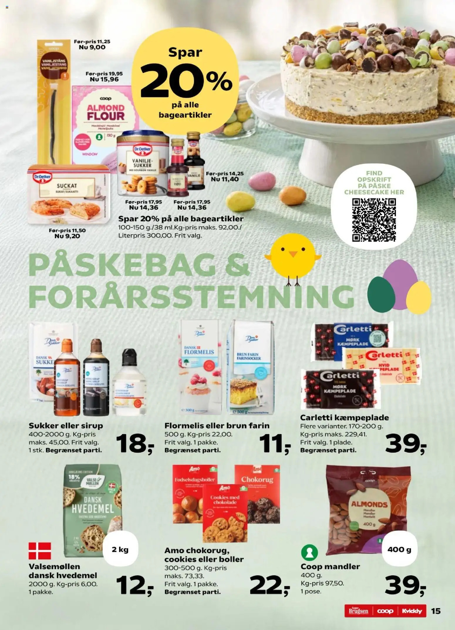 Super Brugsen tilbudsavis – gyldig fra 19.03.2026 | Side: 15 | Produkter: Chokolade, Hvedemel, Cookies, Vanilje