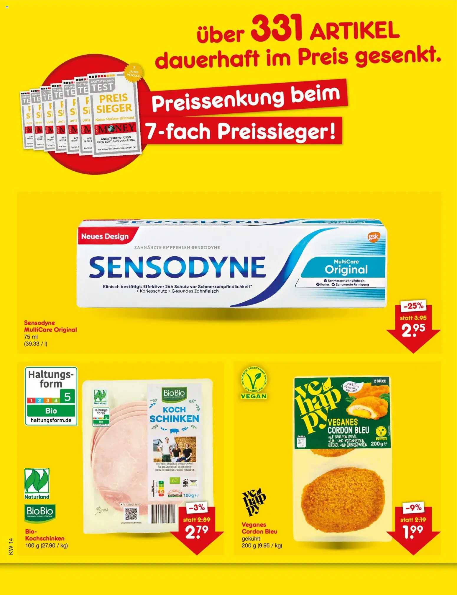 Netto Marken-Discount Preissenkung auf Dauer – gültig ab 02.04.2026 | Seite: 1 | Produkte: Rapsöl, Schinken