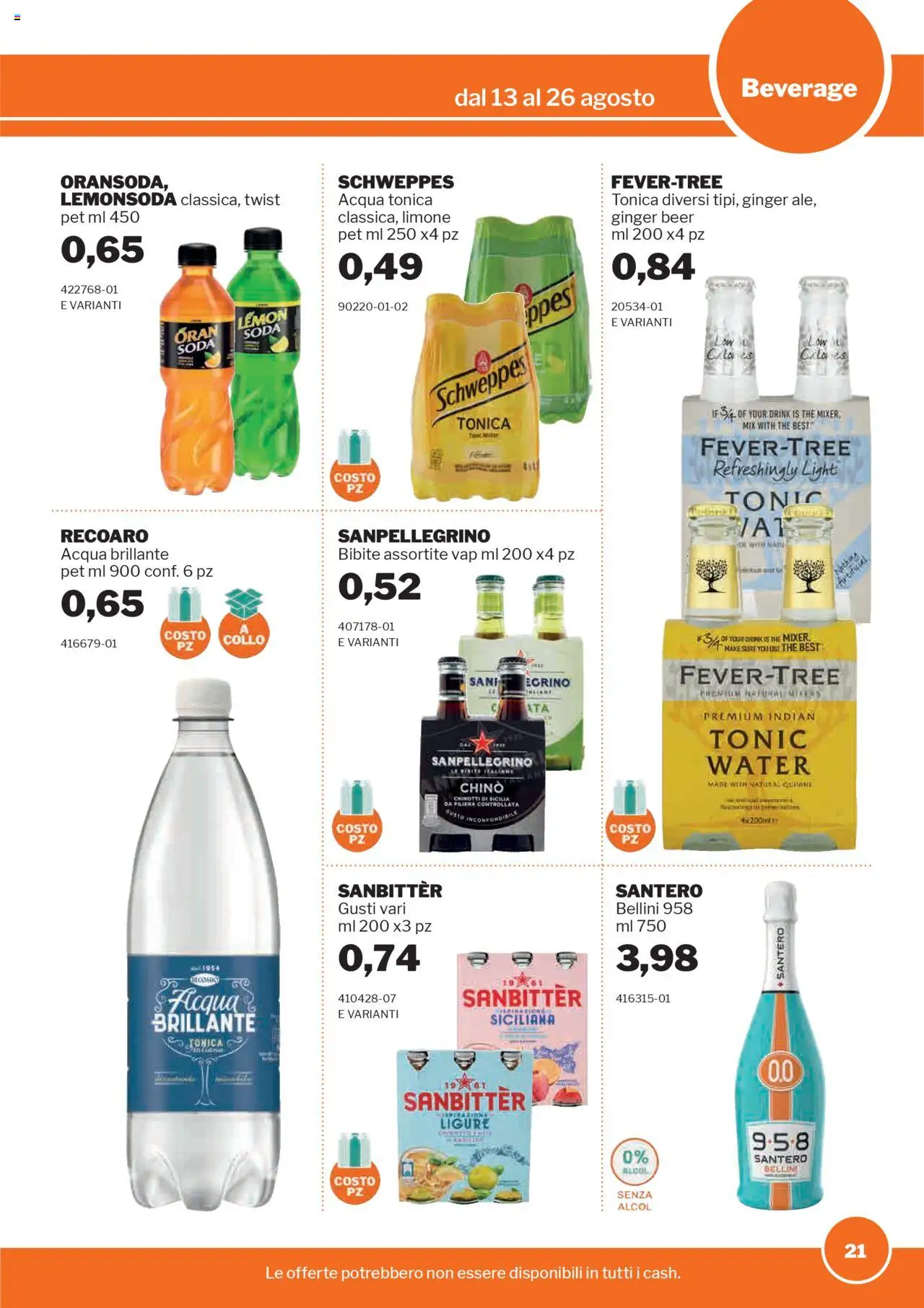 Volantino Sogegross del 13.08.2025 | Pagina: 21 | Prodotti: Acqua tonica, Acqua, Limone, Bibite