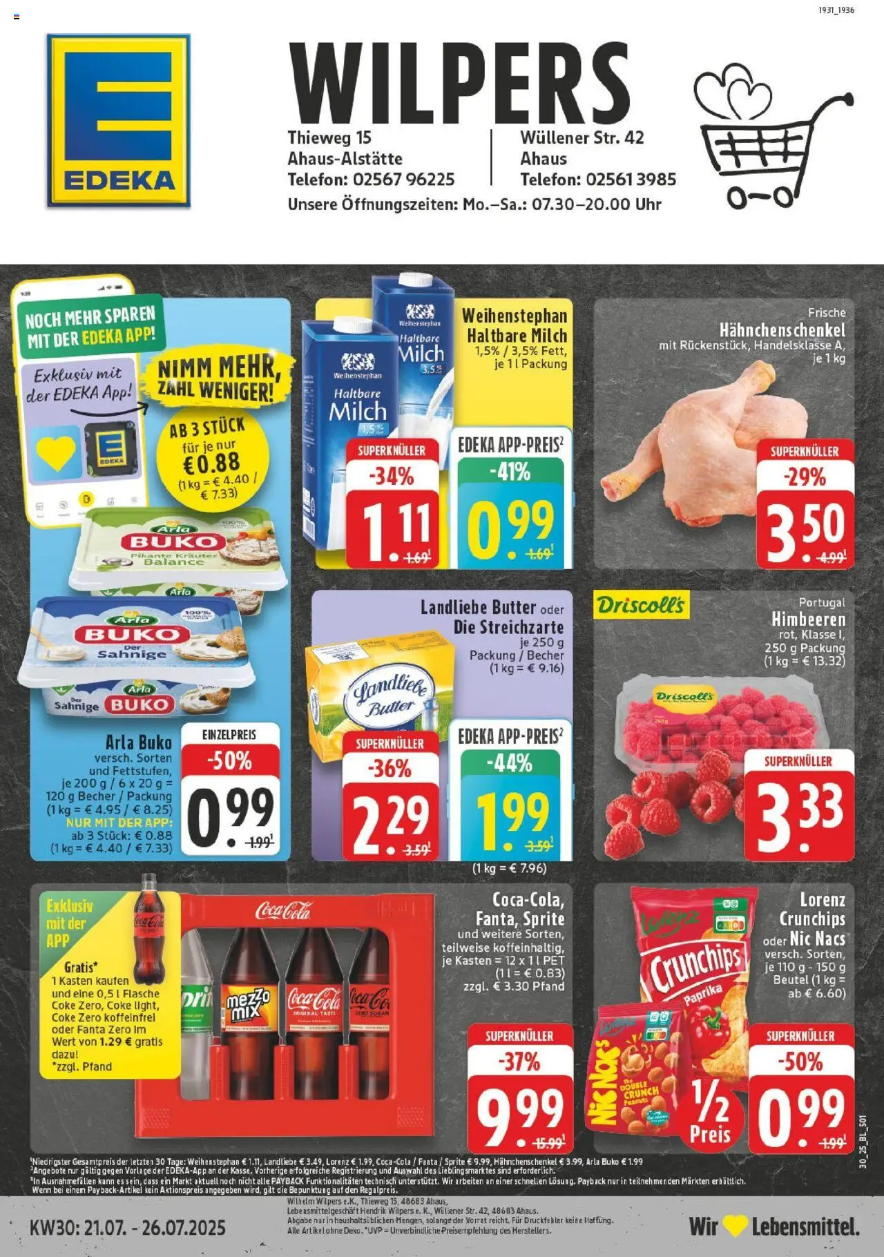 Edeka prospekt Ahaus	 - gültig ab dem 20.07.2025 | Seite: 1 | Produkte: Fanta, Hahnchenschenkel, Landliebe butter, Lorenz crunchips