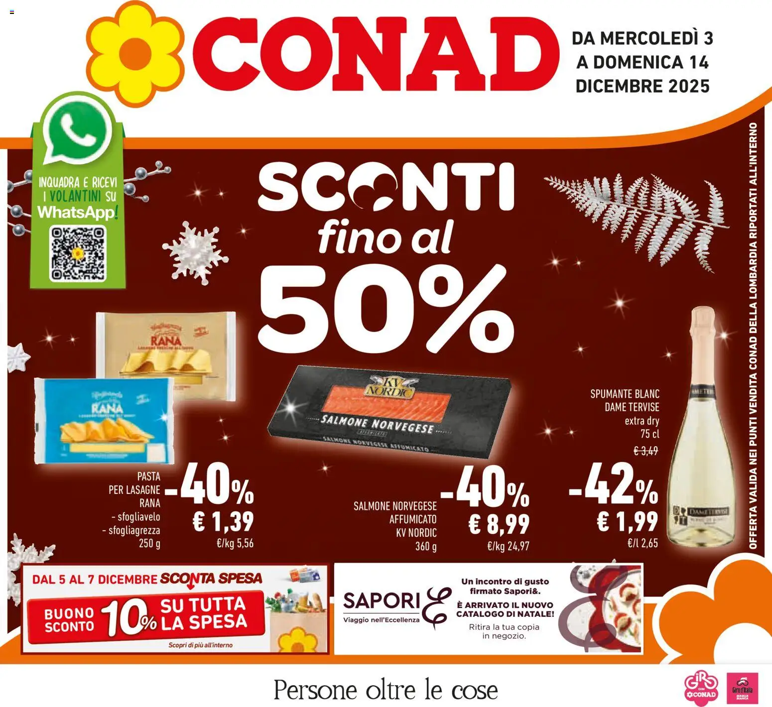 Volantino Conad del 03.12.2025 | Pagina: 1 | Prodotti: Salmone, Pasta, Spumante