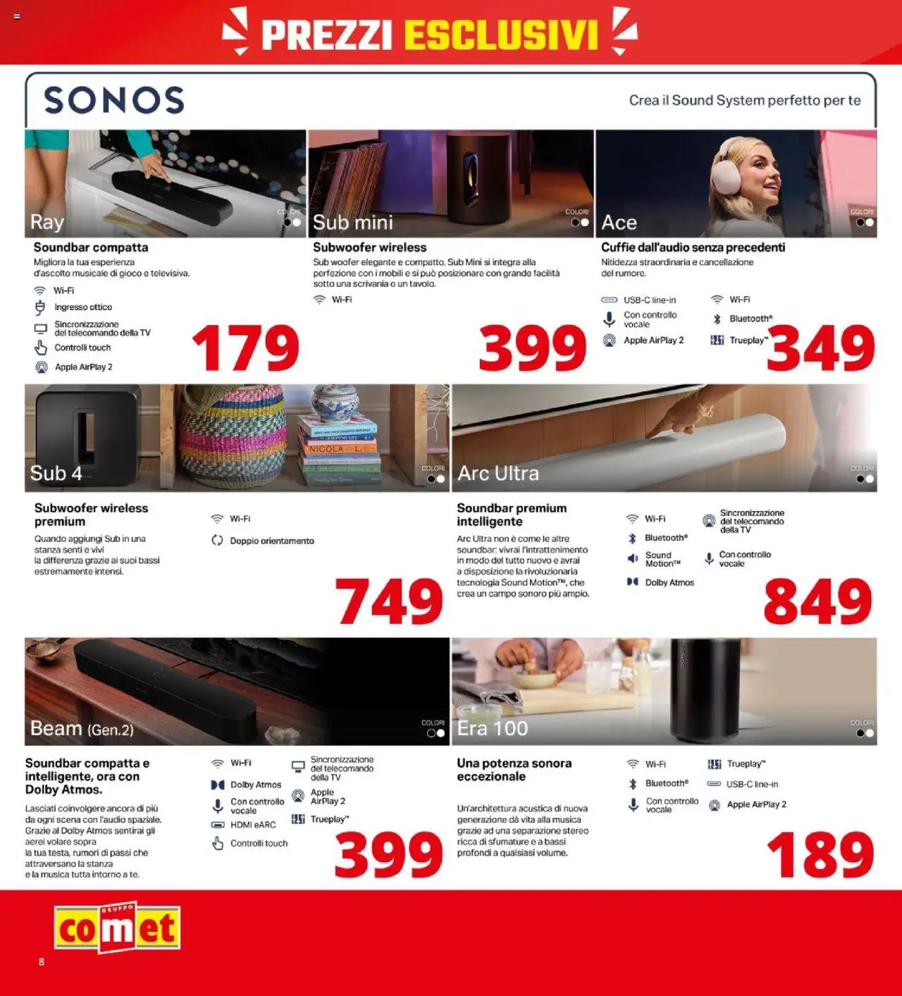 Volantino Comet del 09.10.2025 | Pagina: 8 | Prodotti: Telecomando, Soundbar, Cuffie, Scrivania