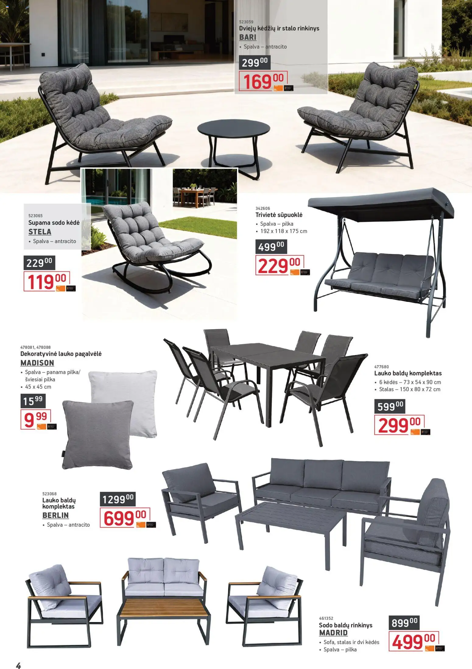 ERMITAŽAS akcijos nuo 04.05.2026 | Puslapis: 4 | Prekių: Pagalvėlė, Stalas, Kėdė